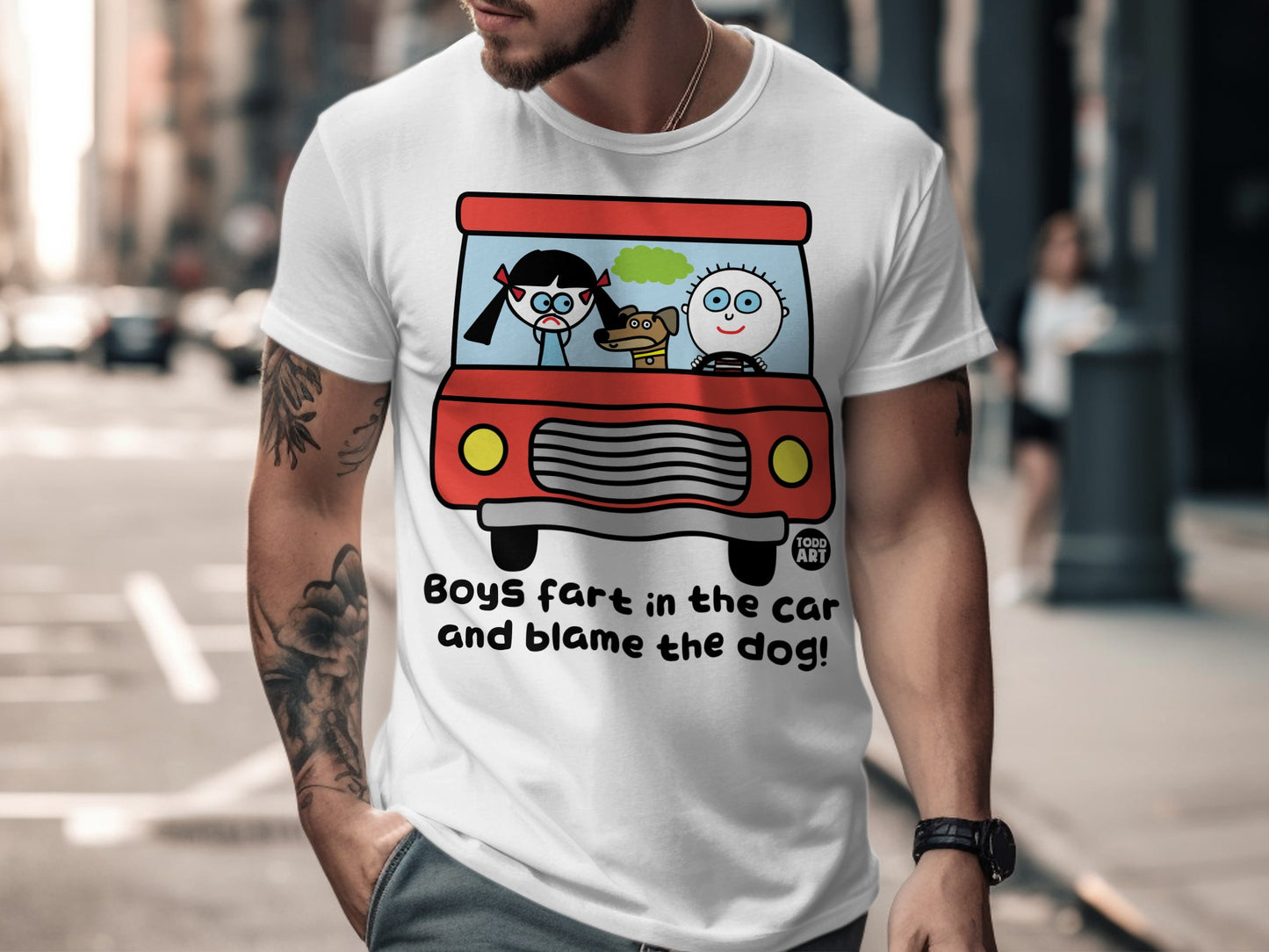 Boys Fart In The Car And Blame The Dog Funny T-Shirt