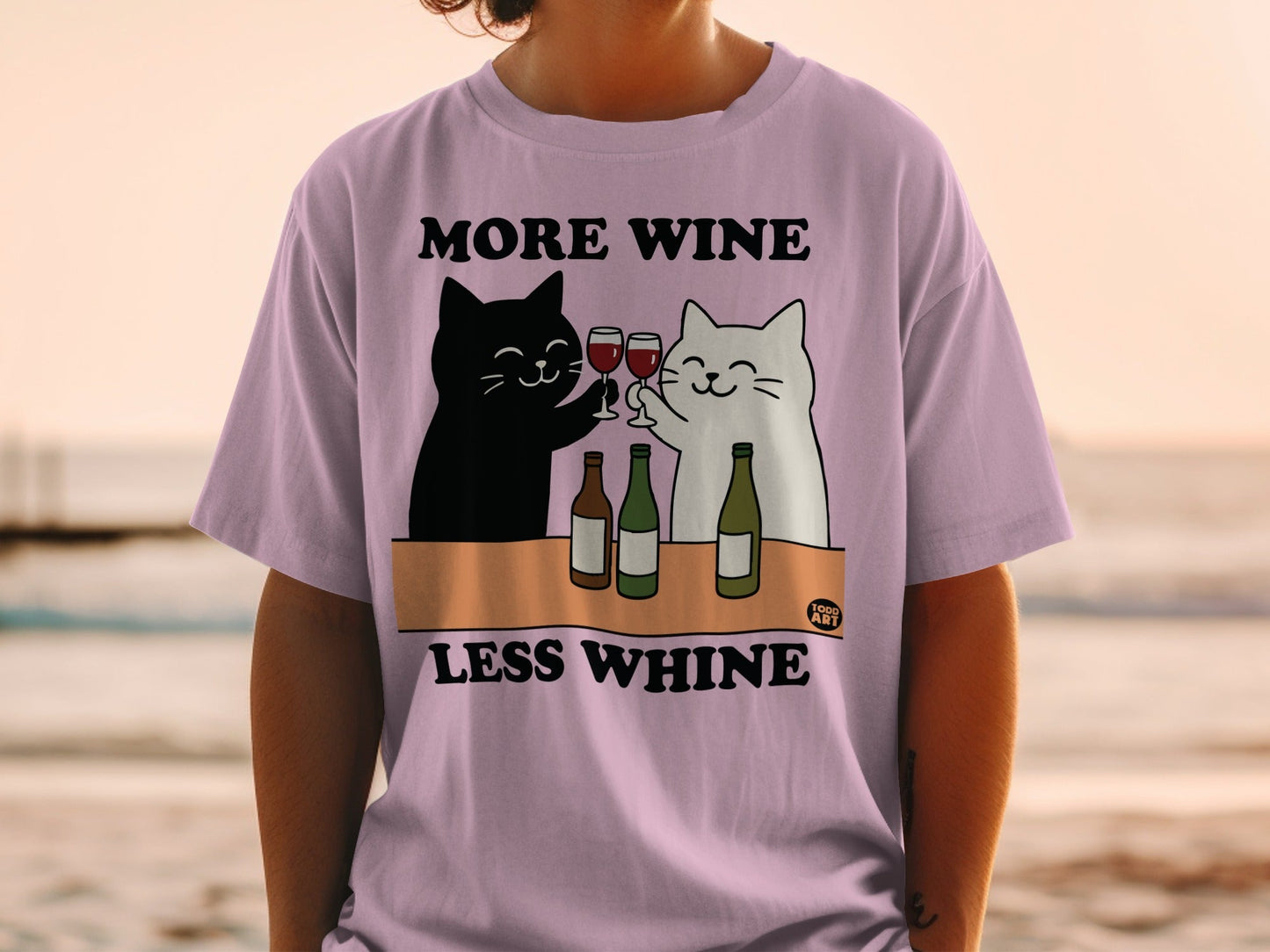 More Wine Less Whine Cats Graphic Tee Product