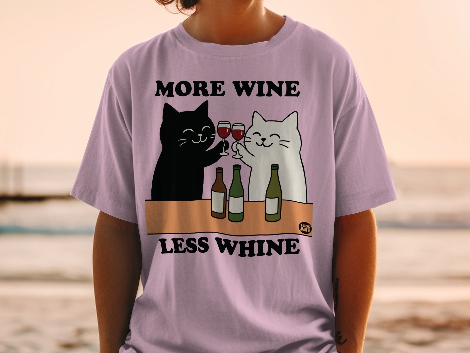 More Wine Less Whine Cats Graphic Tee Product