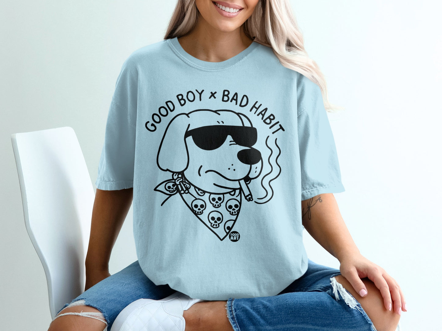 Good Boy Bad Habit Funny Dog Design T-Shirt