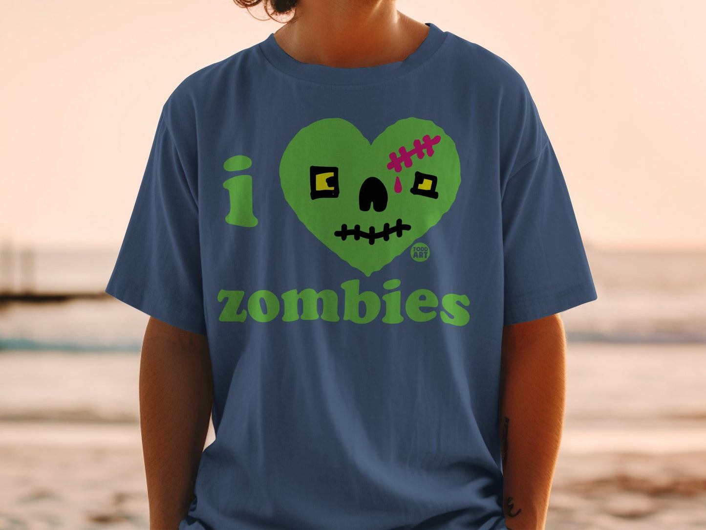 I Love Zombies Graphic Design T-Shirt