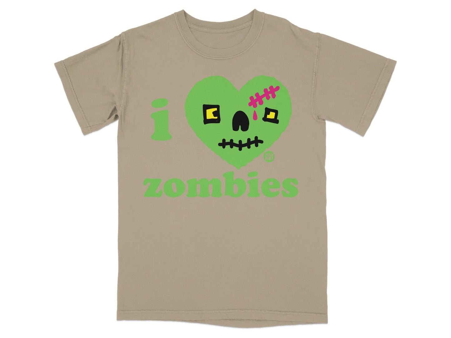 I Love Zombies Graphic Tee with Green Heart Design