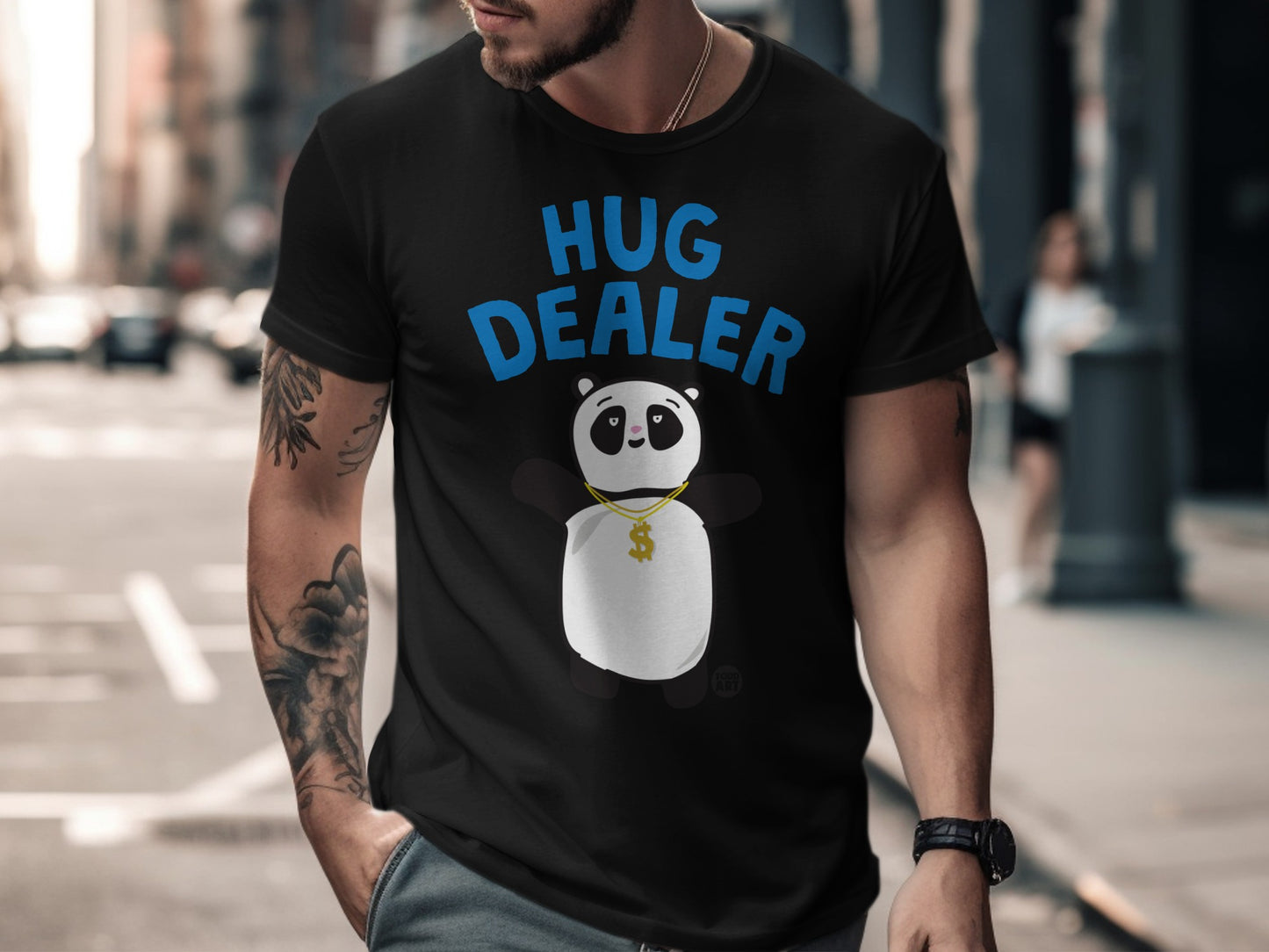 Hug Dealer Panda Graphic Design T-Shirt