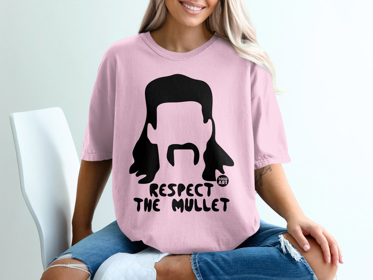 Respect The Mullet Hair Style Graphic Pink product type