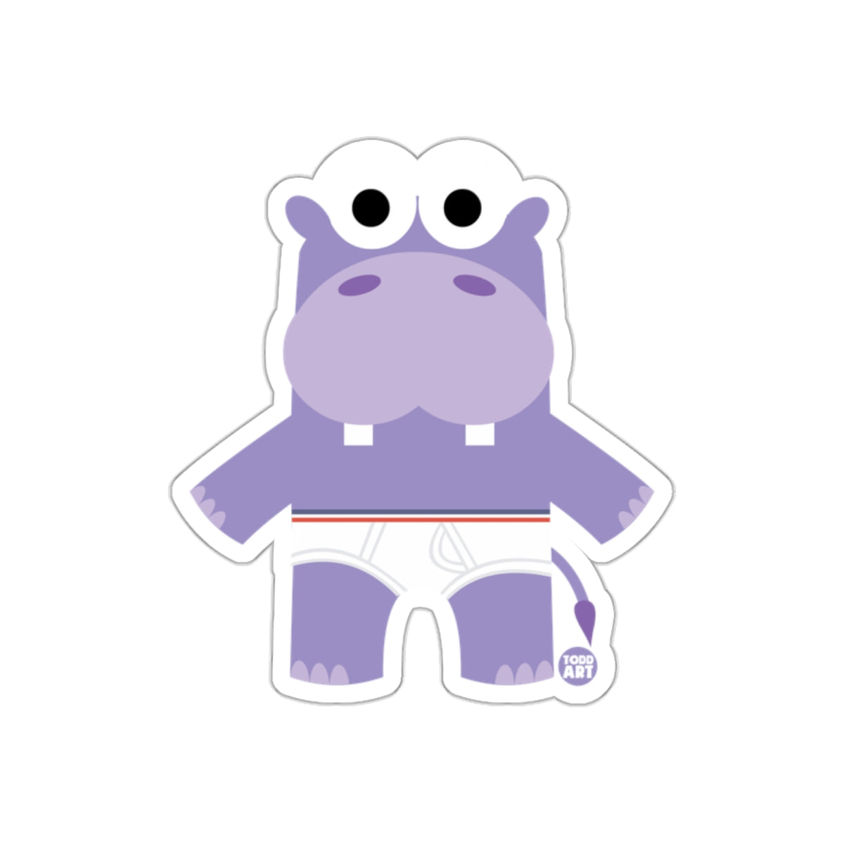 Cute Purple Cartoon Hippo Character Sticker