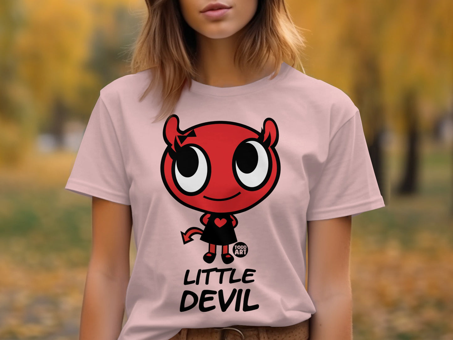 Cute Cartoon Little Devil Graphic T-shirt for Women