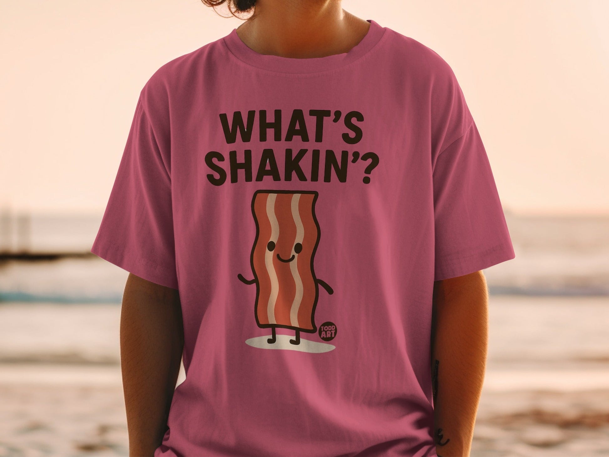 Funny What's Shakin' Bacon Graphic Tee Shirt