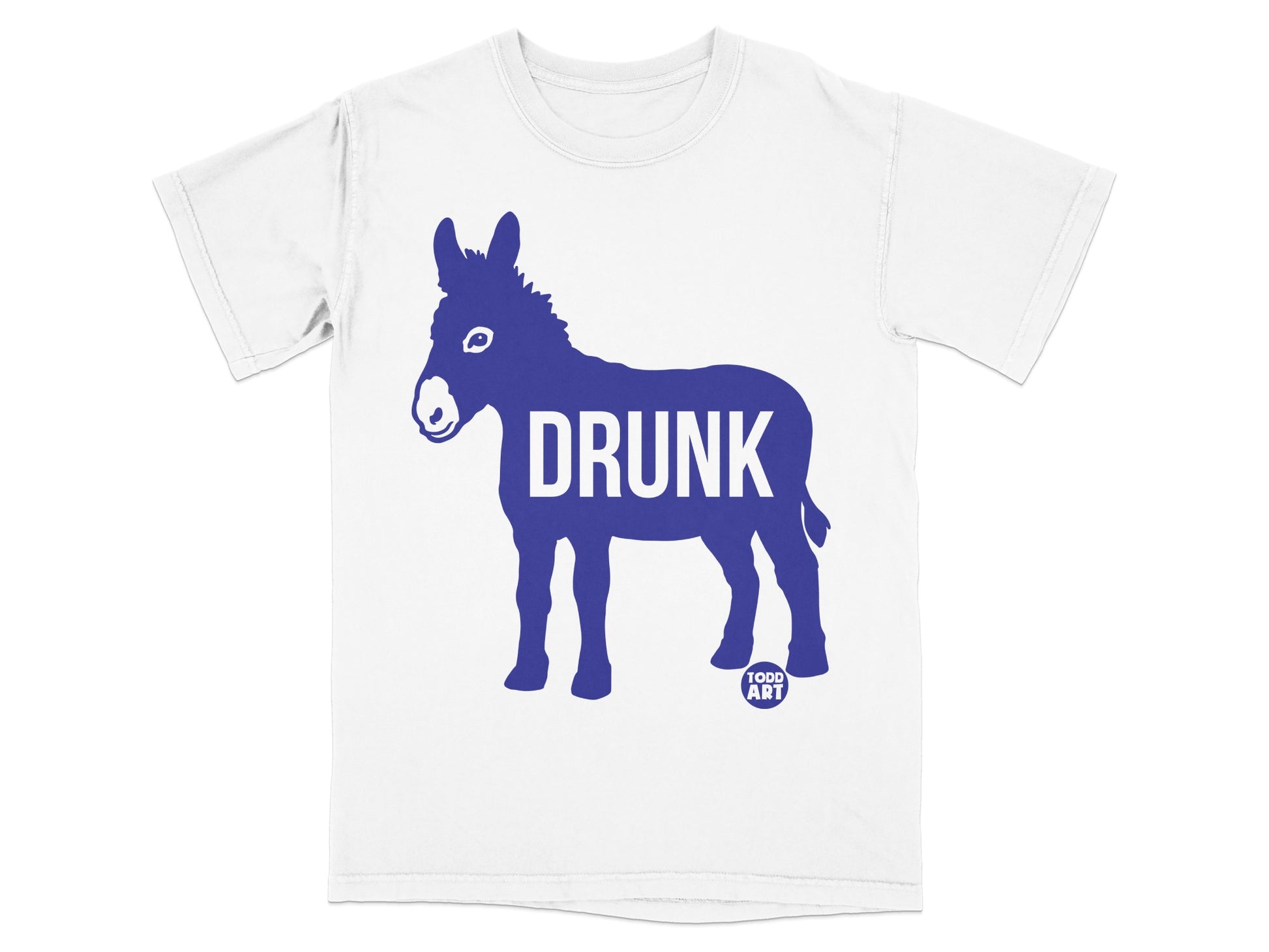 Blue Donkey Drunk Graphic Print Todd Art T-Shirt