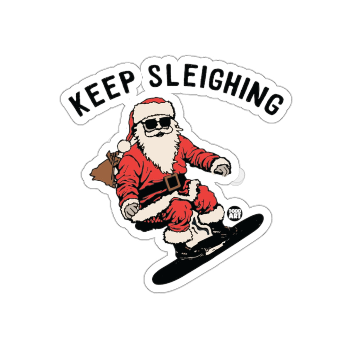 Keep Sleighing Santa Snowboarding Sticker Product