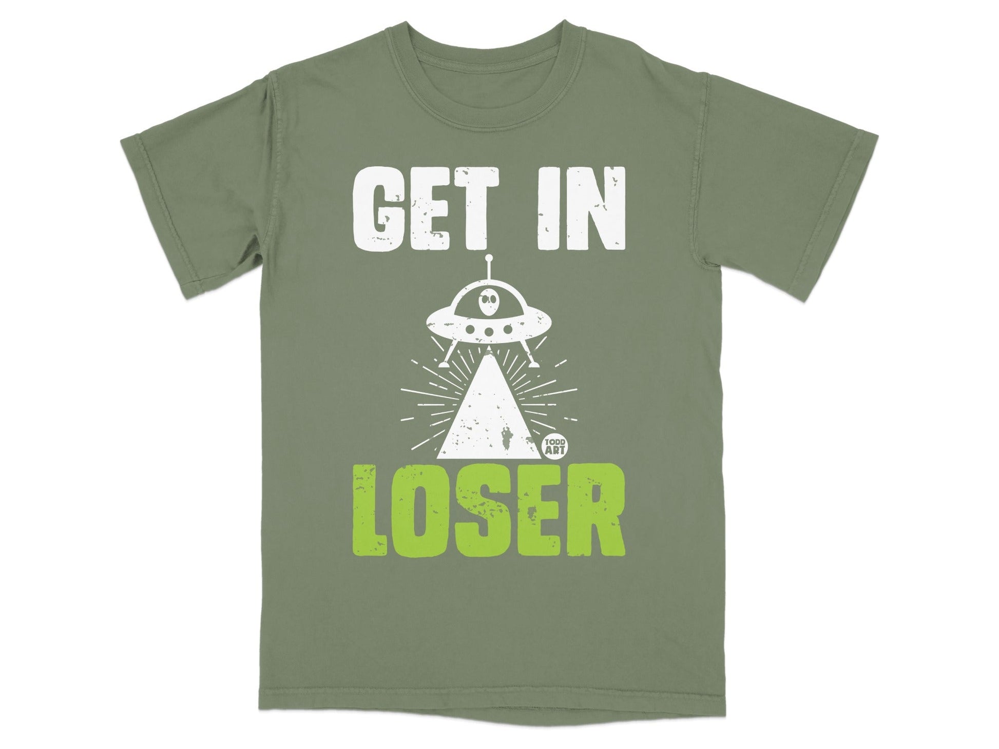 Get In Loser UFO Alien Abduction Graphic T-Shirt