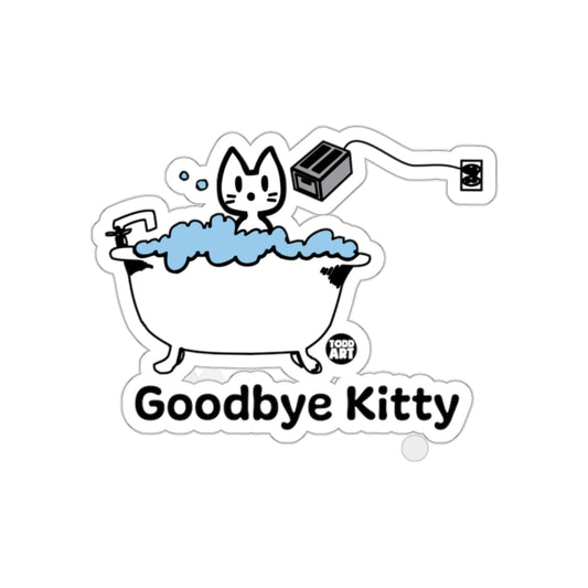 Goodbye Kitty Funny Cat in Bathtub Sticker