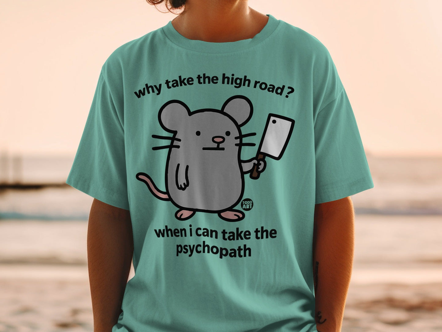 Funny High Road Psychopath Cartoon Graphic T-Shirt