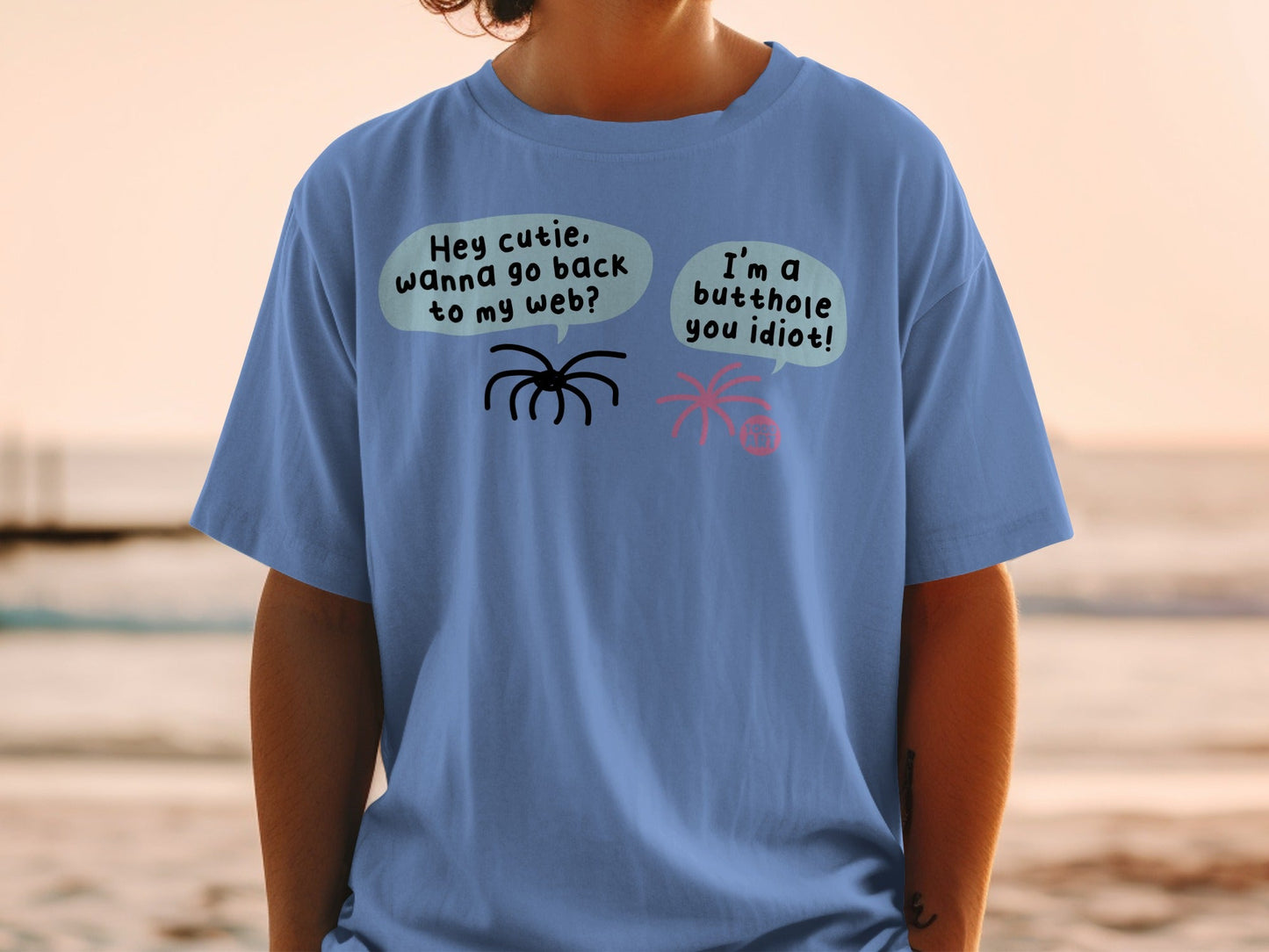 Funny Spider and Insult Graphic T-shirt
