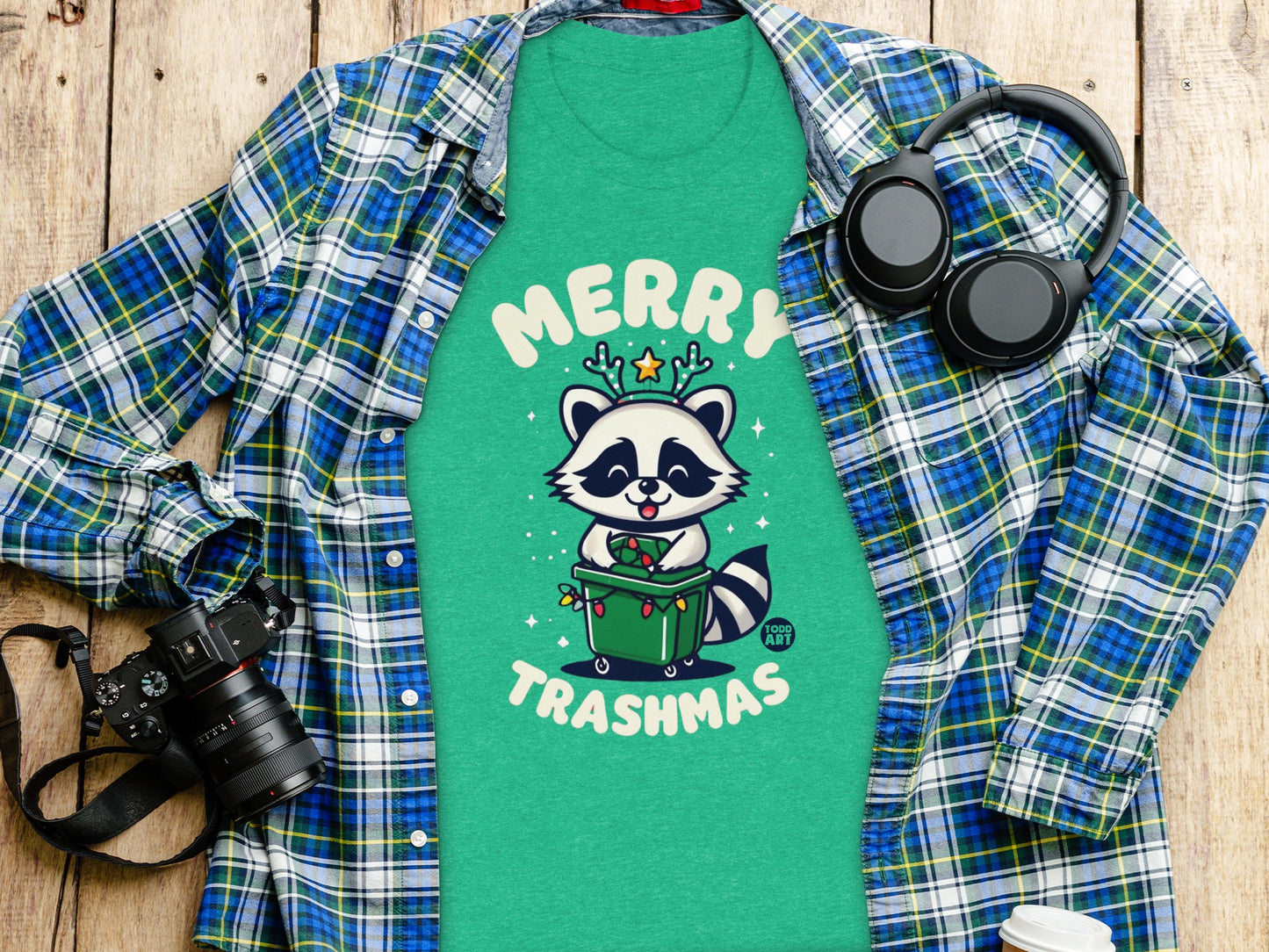 Merry Trashmas Graphic T-Shirt featuring Raccoon Design