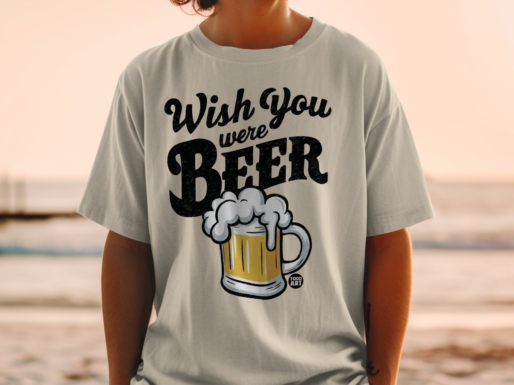 Wish You Were Beer Funny Graphic T-Shirt for Beer Lovers
