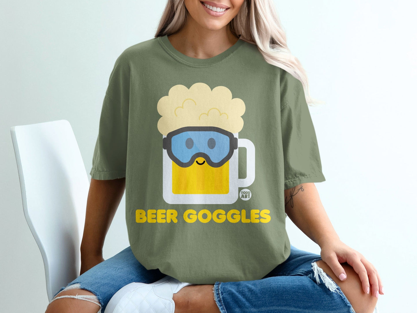 Funny Beer Goggles Graphic Tee Shirt for Adults