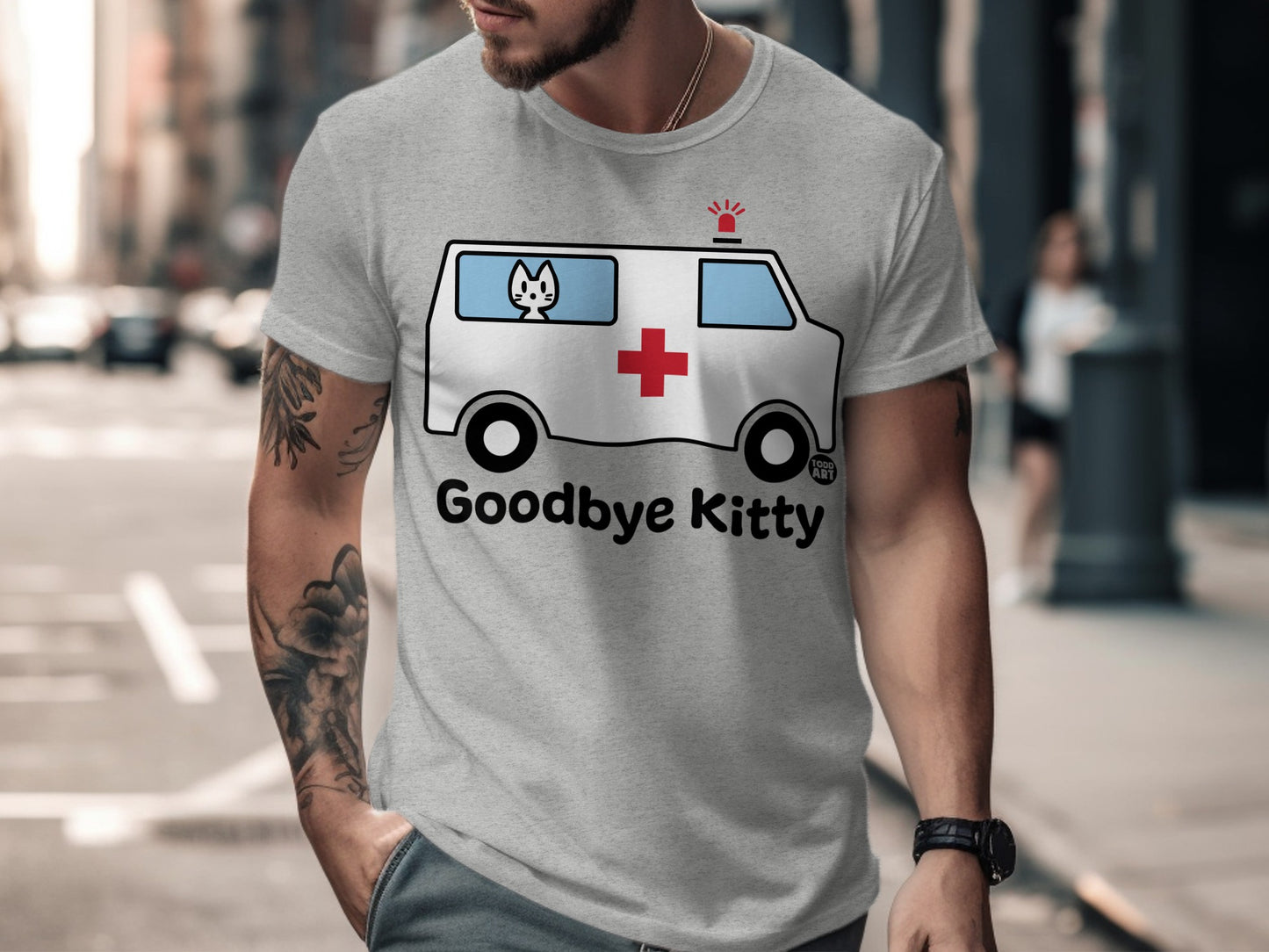 Cute Goodbye Kitty Graphic Tee Short Sleeve Shirt