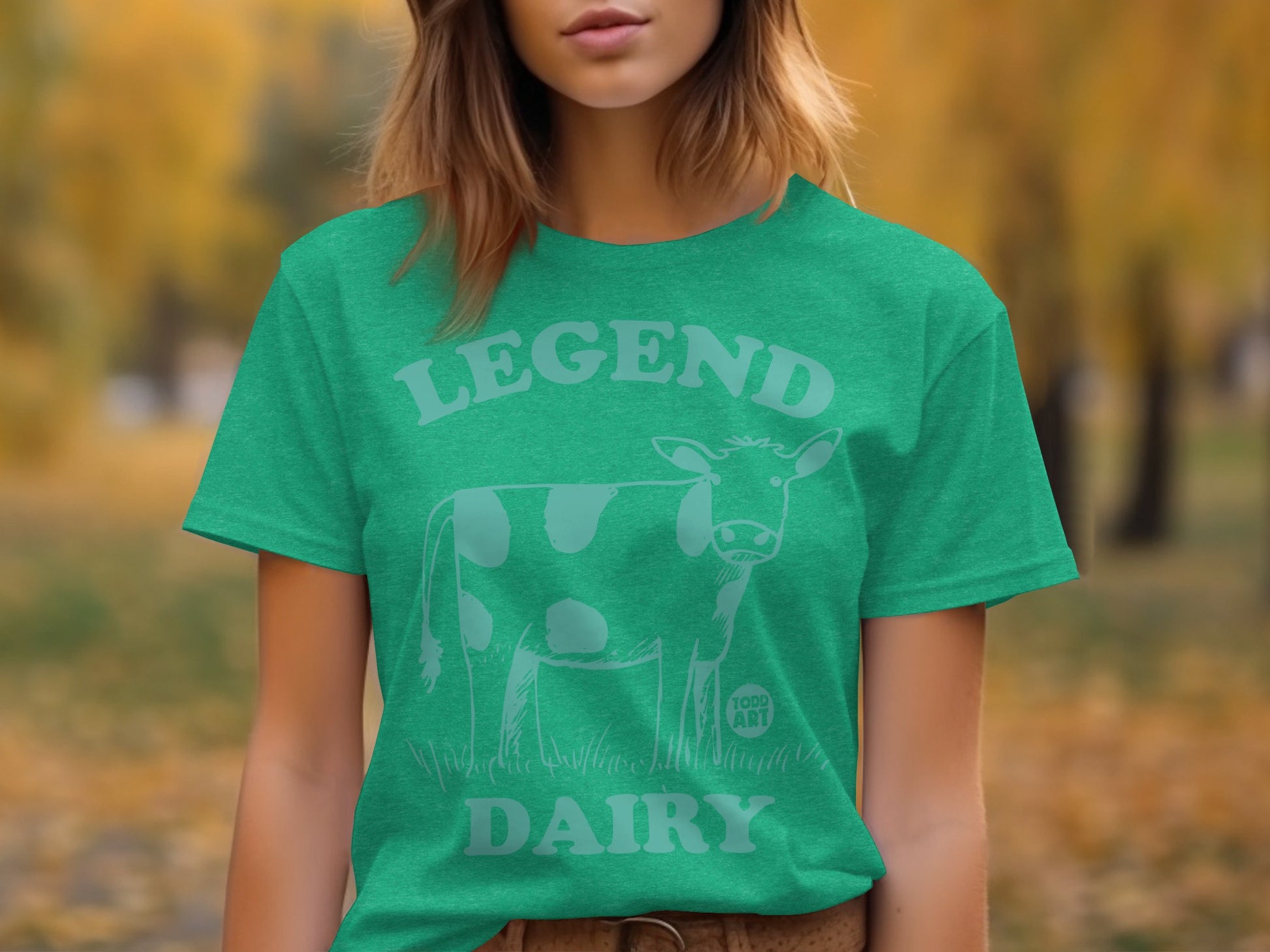 Legend Dairy Graphic Tee with Cow Design Shirt