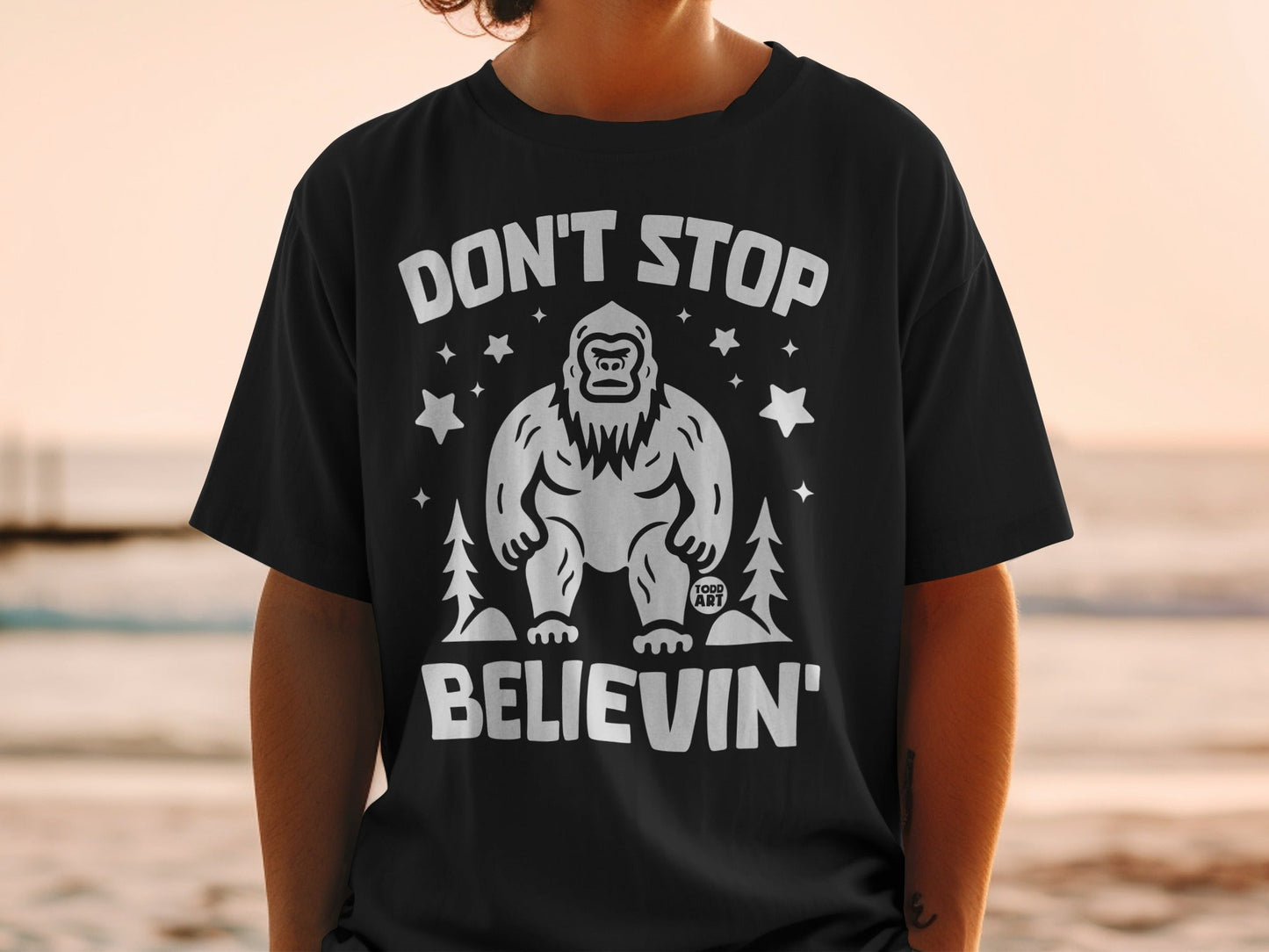 Don't Stop Believin' Bigfoot Graphic T-Shirt