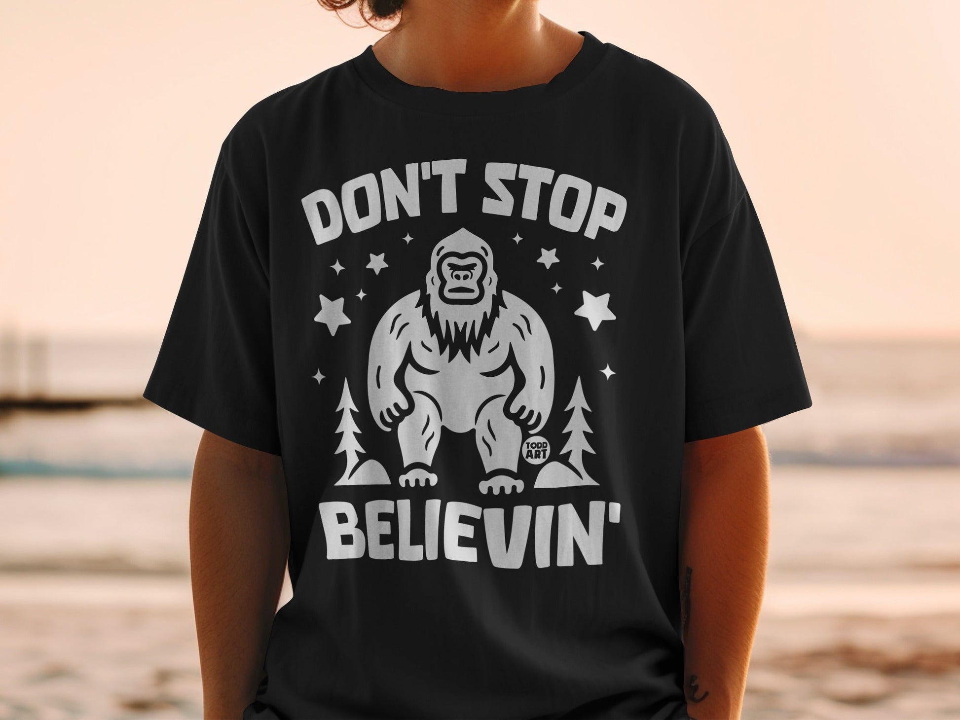 Don't Stop Believin' Bigfoot Graphic T-Shirt
