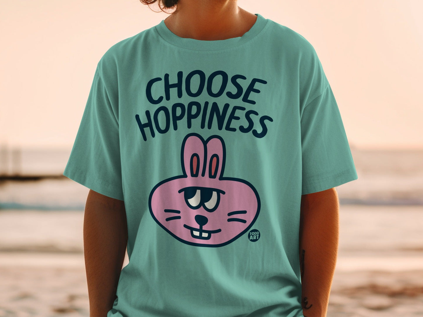Choose Hoppiness Cute Bunny Graphic T-Shirt