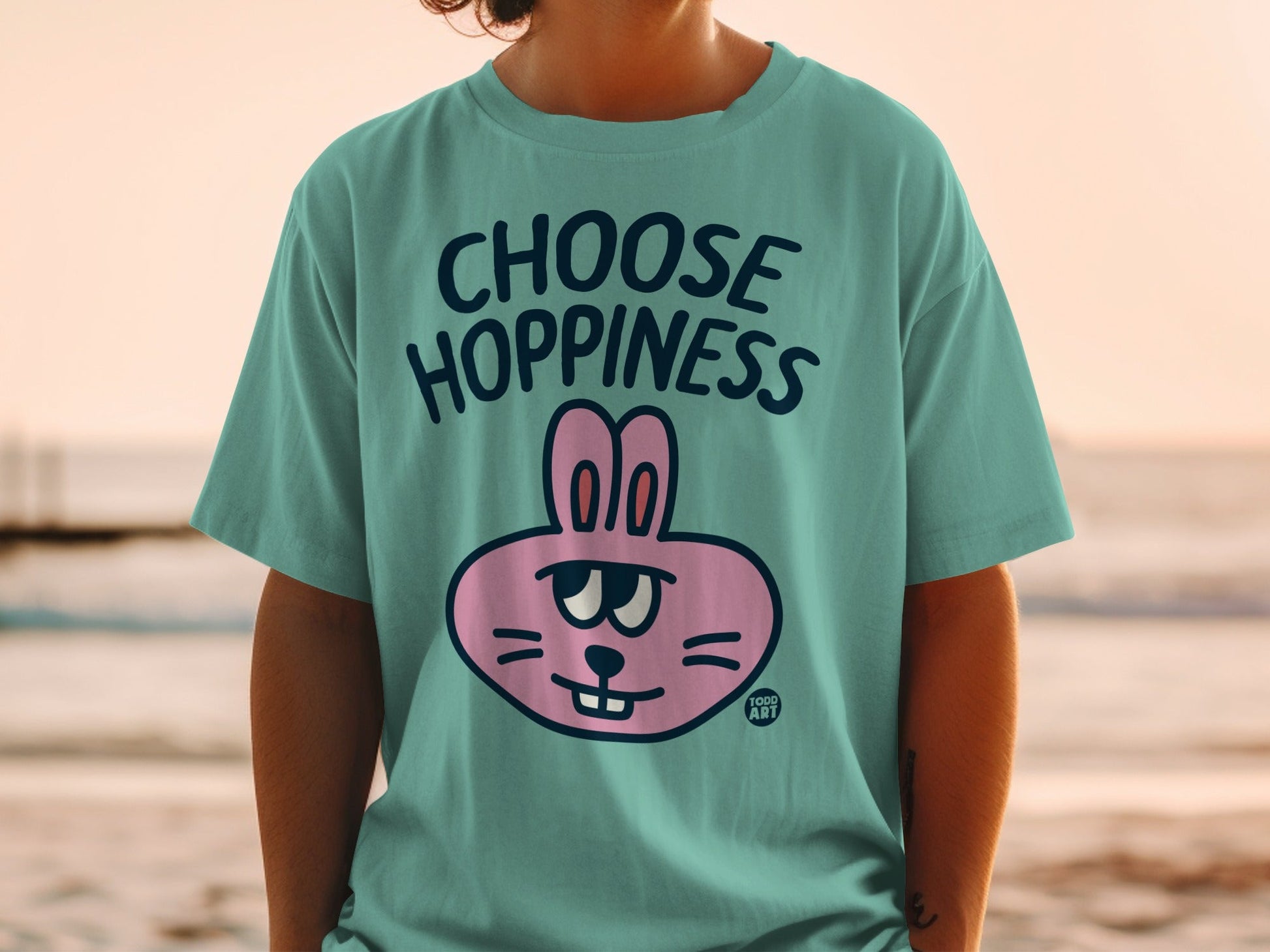 Choose Hoppiness Cute Bunny Graphic T-Shirt