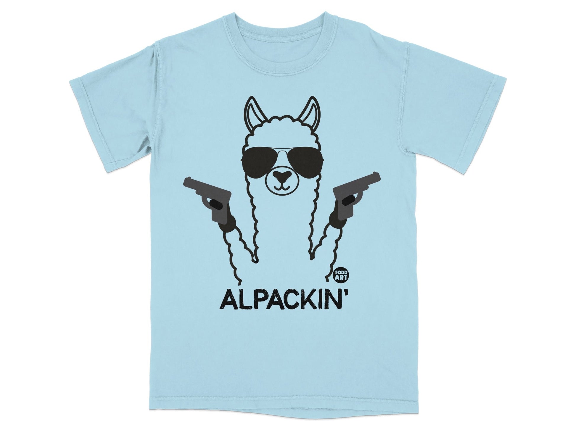 Funny Alpaca with Sunglasses and Guns T-shirt
