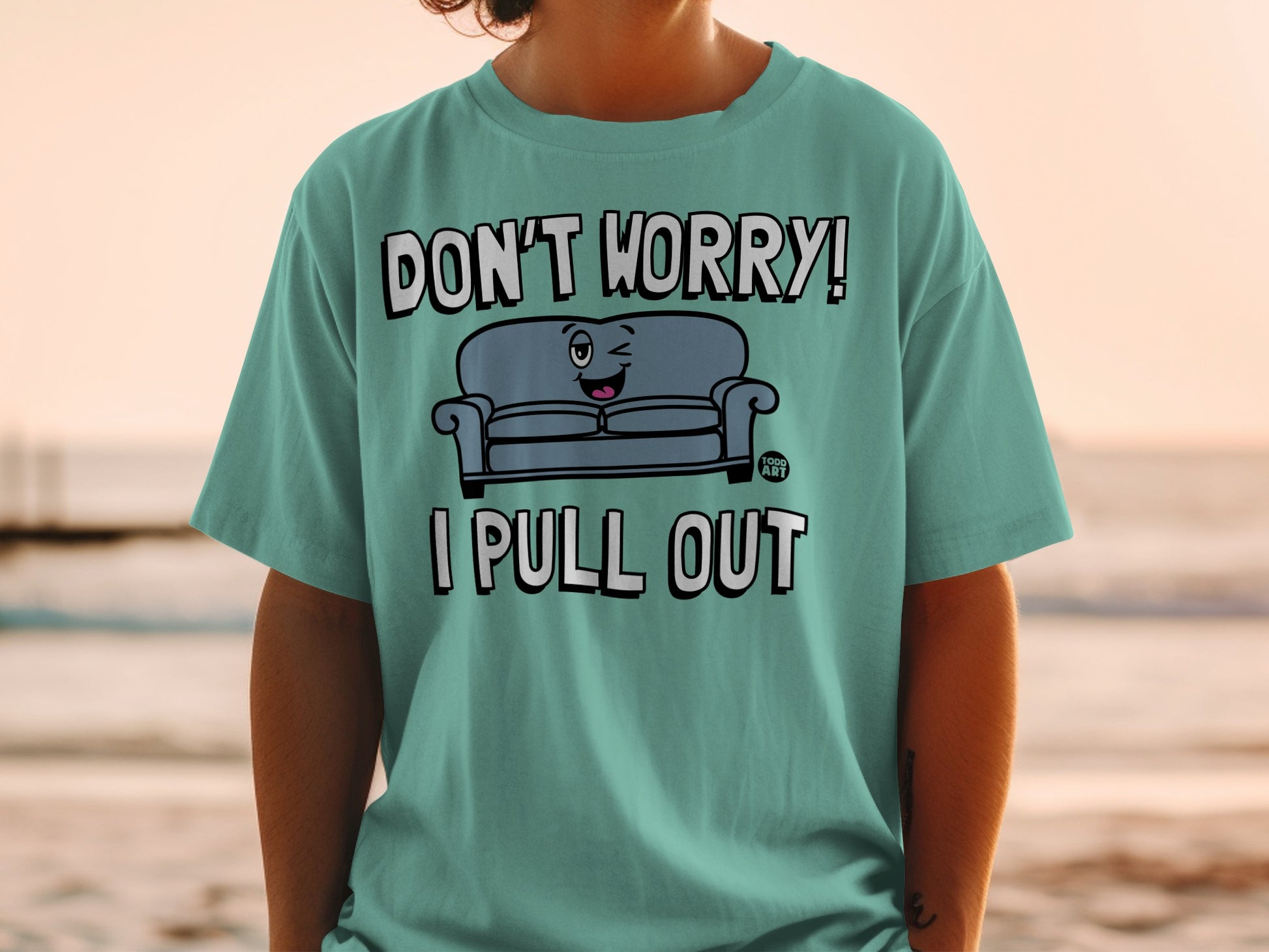 DON'T WORRY I PULL OUT Winking Sofa Humor product type