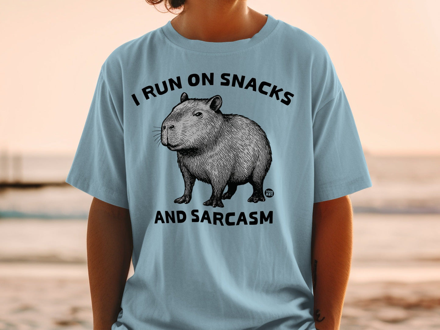 I Run on Snacks and Sarcasm Funny Capybara Shirt