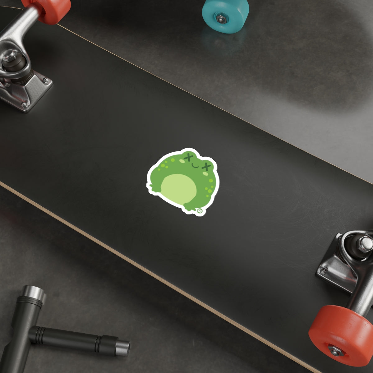 Cute Green Frog Skateboard Sticker for Cool Riders