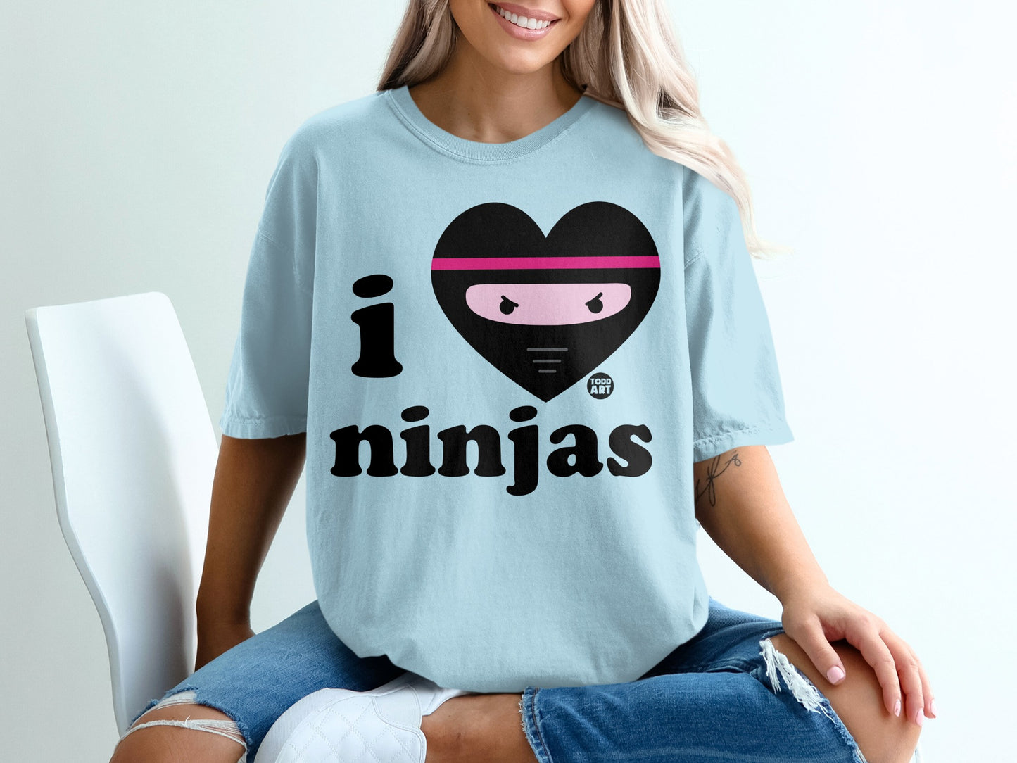 I Love Ninjas Graphic Tee Shirt Casual Wear Top