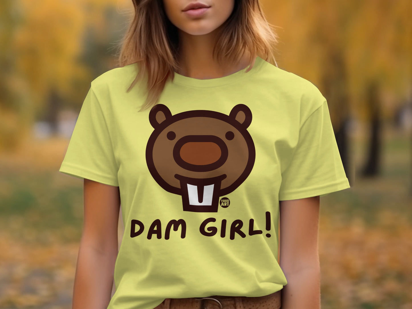 Dam Girl Beaver Graphic Illustration T-Shirt