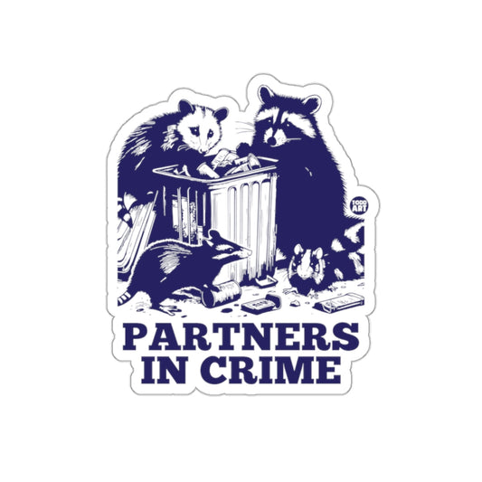 Partners In Crime Raccoon Opossum and Rats Funny Art sticker