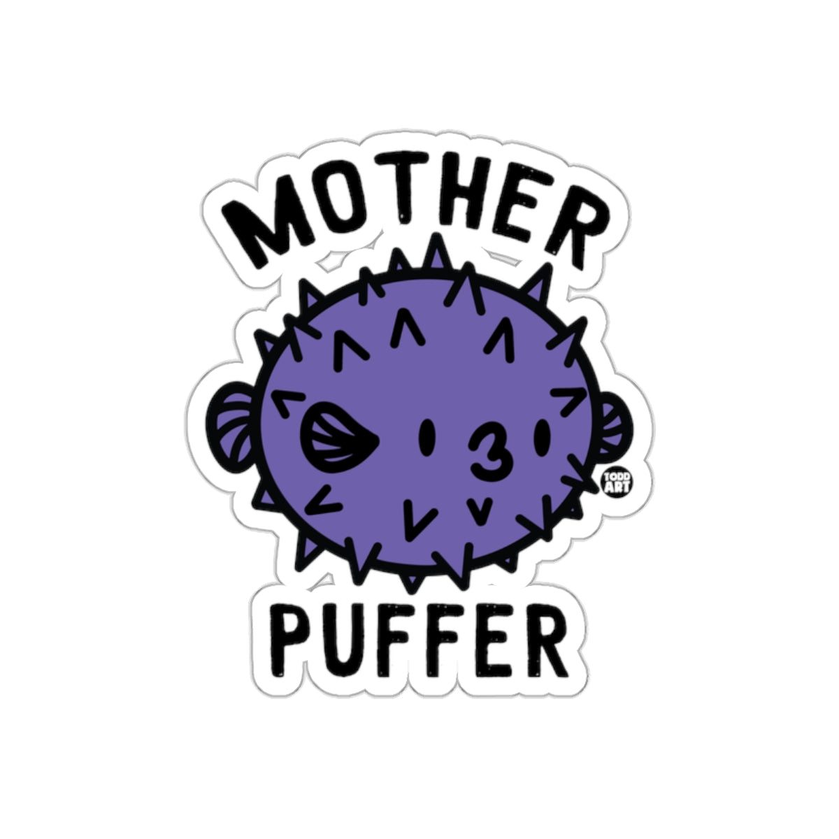 MOTHER PUFFER Funny Cute Puffer Fish Art Sticker