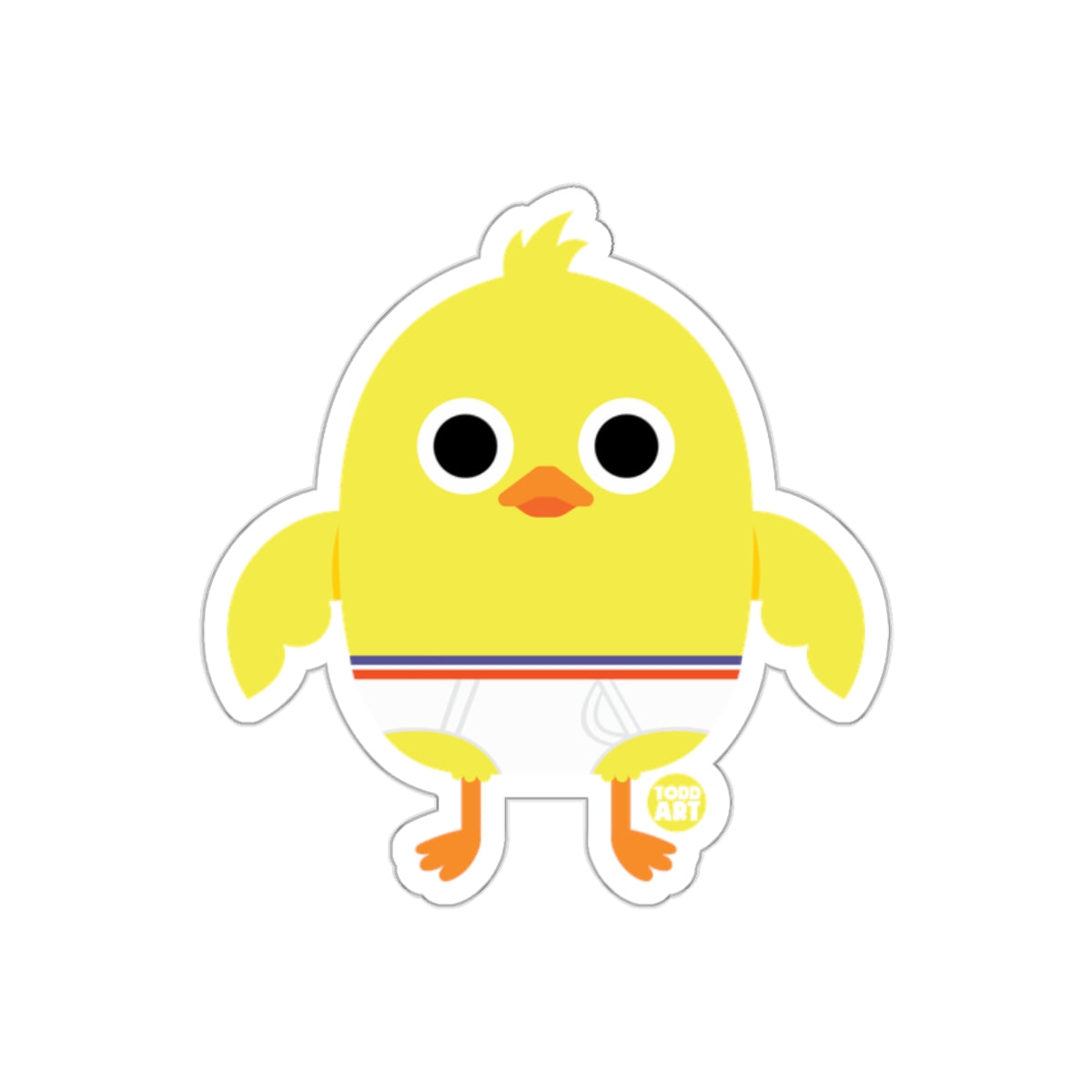 Cute Yellow Chick with Diaper Cartoon Sticker