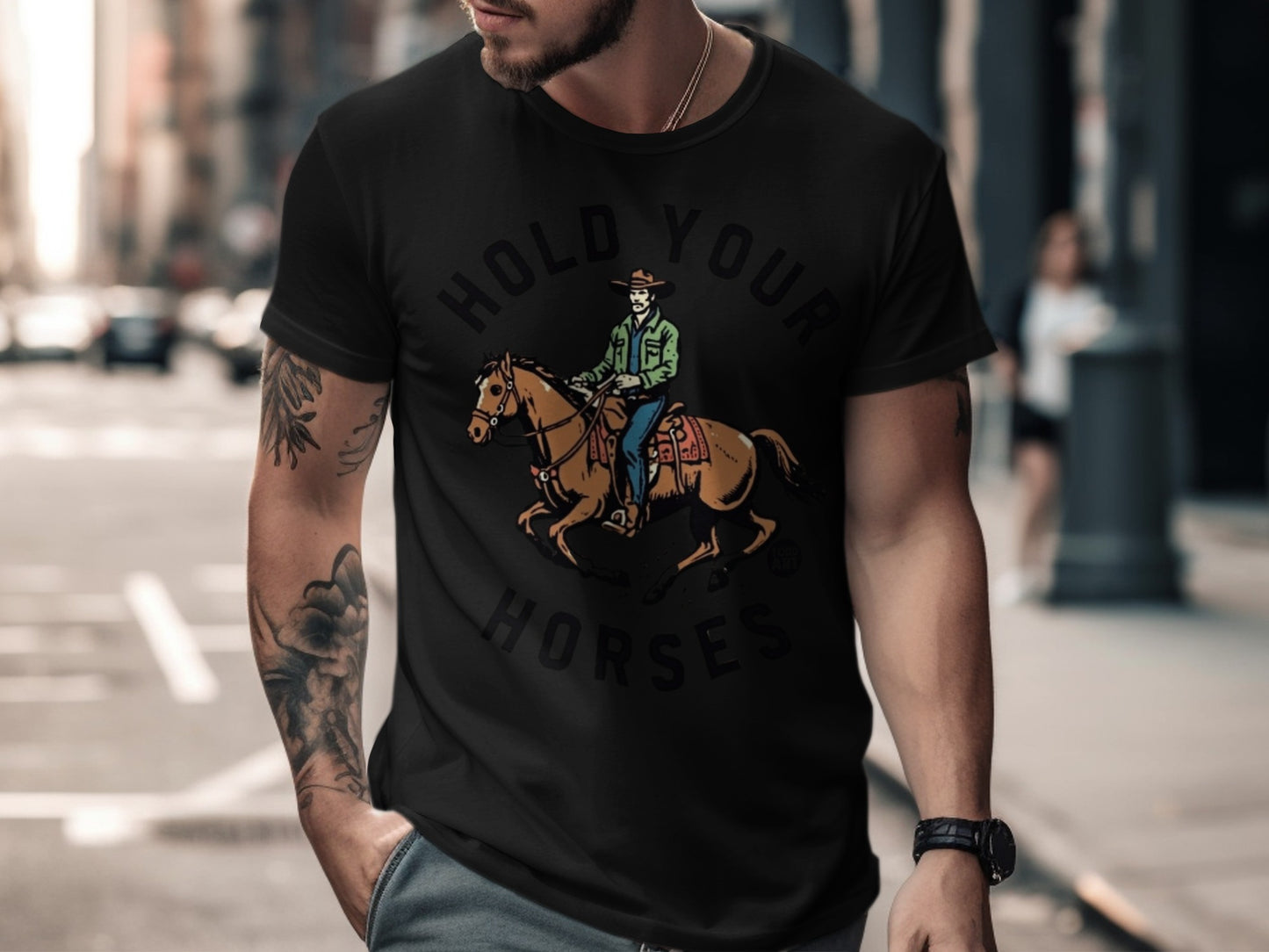 Hold Your Horses Vintage Cowboy Graphic T-Shirt