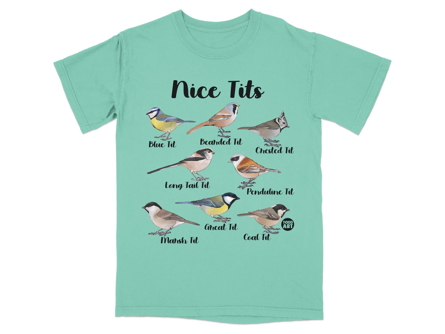 Nice Tits Bird Species Illustration T-Shirt