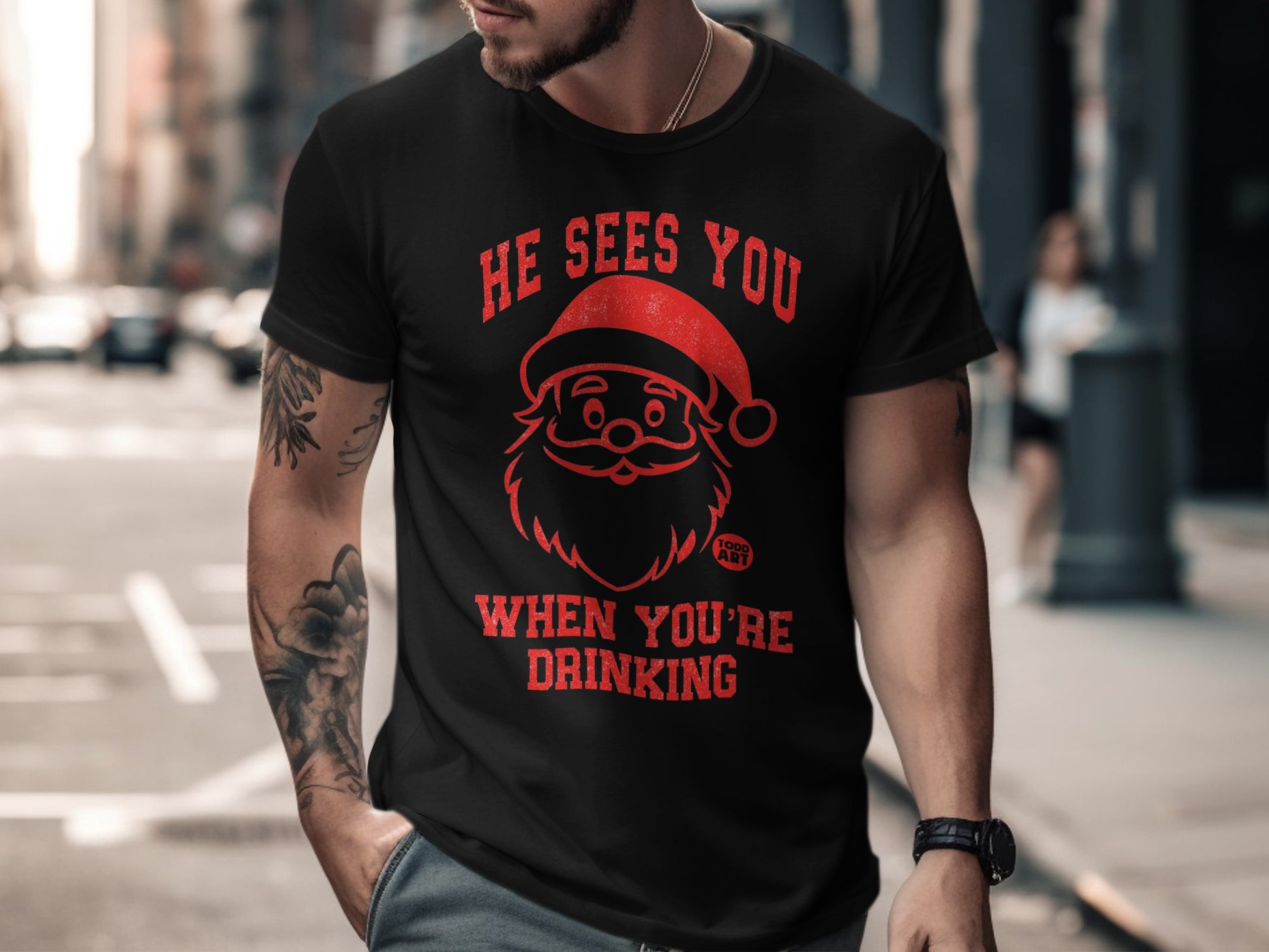 He Sees You When You're Drinking Christmas Shirt