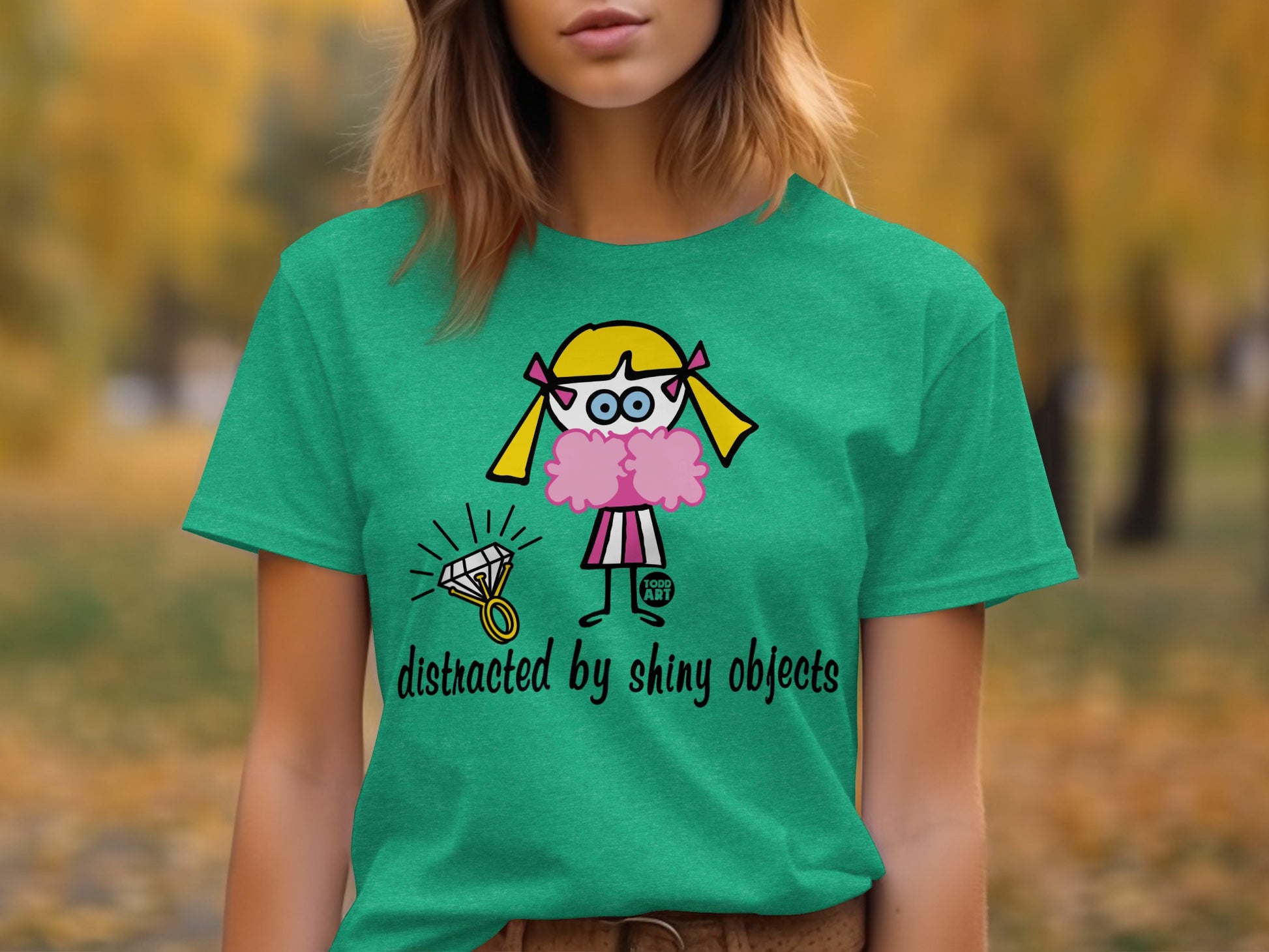 Distracted by shiny objects fun graphic tee