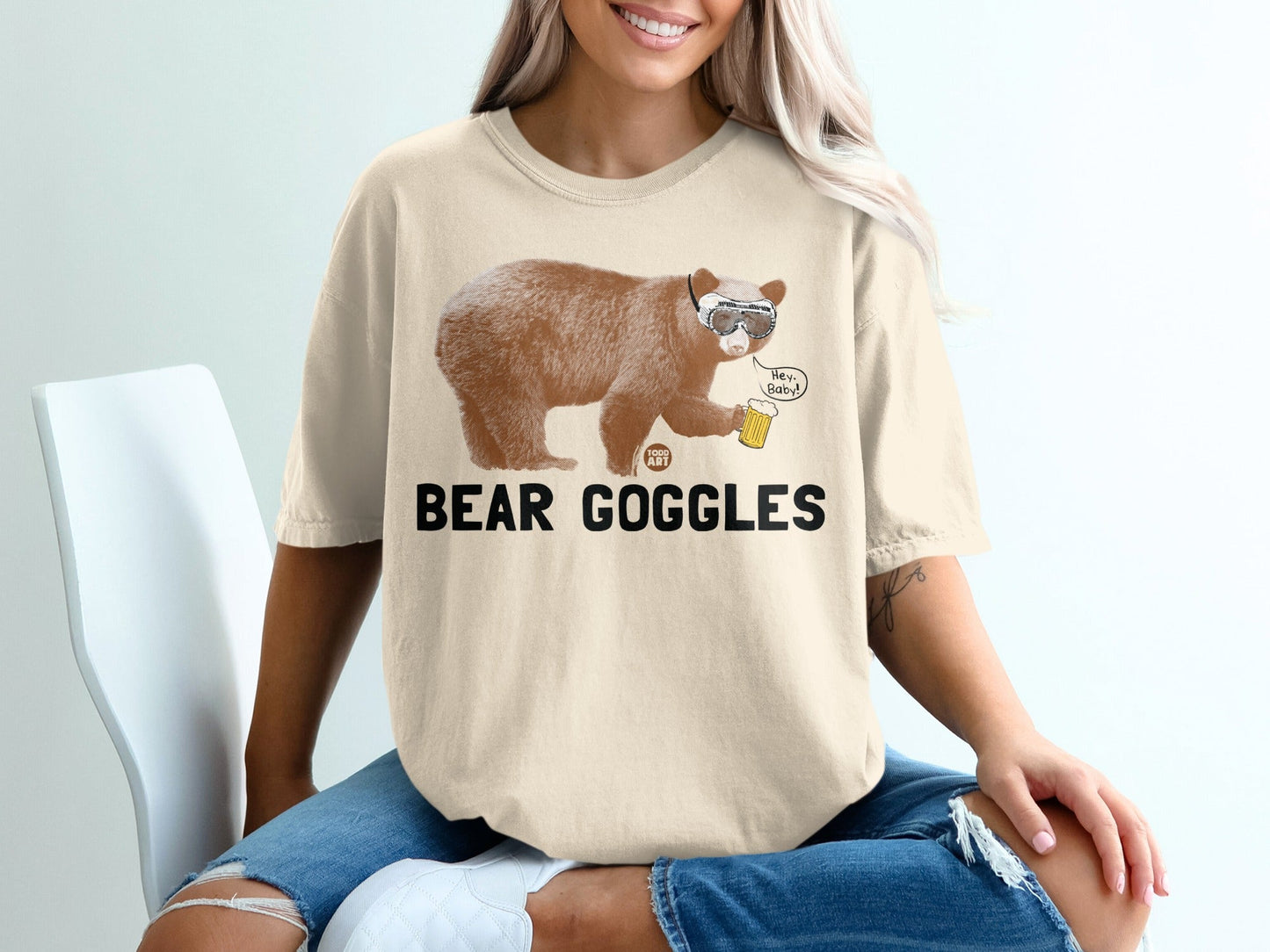 Bear Goggles Funny Drinking Graphic T-shirt