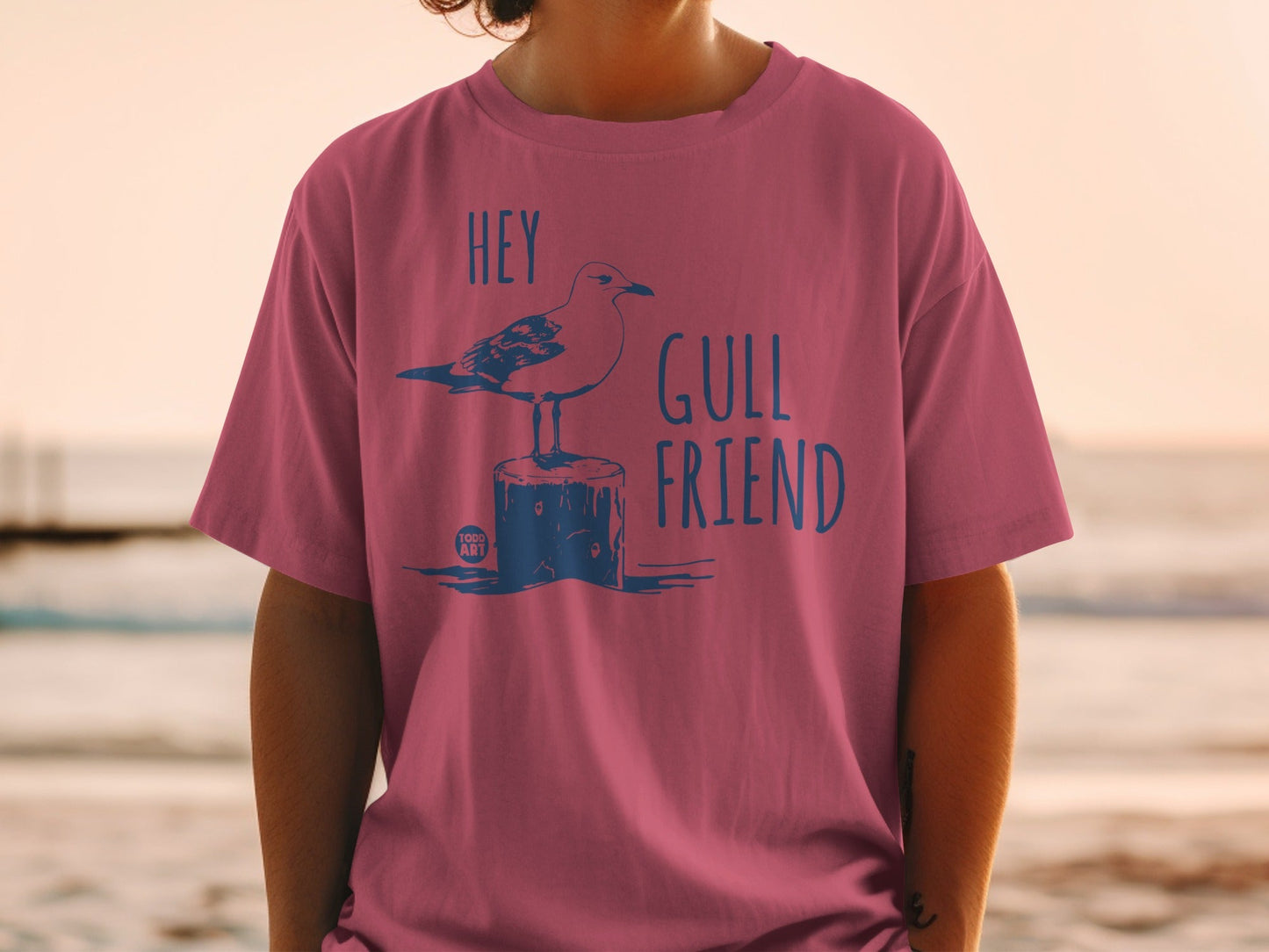 Hey Gull Friend Graphic Tee Trendy Casual Shirt