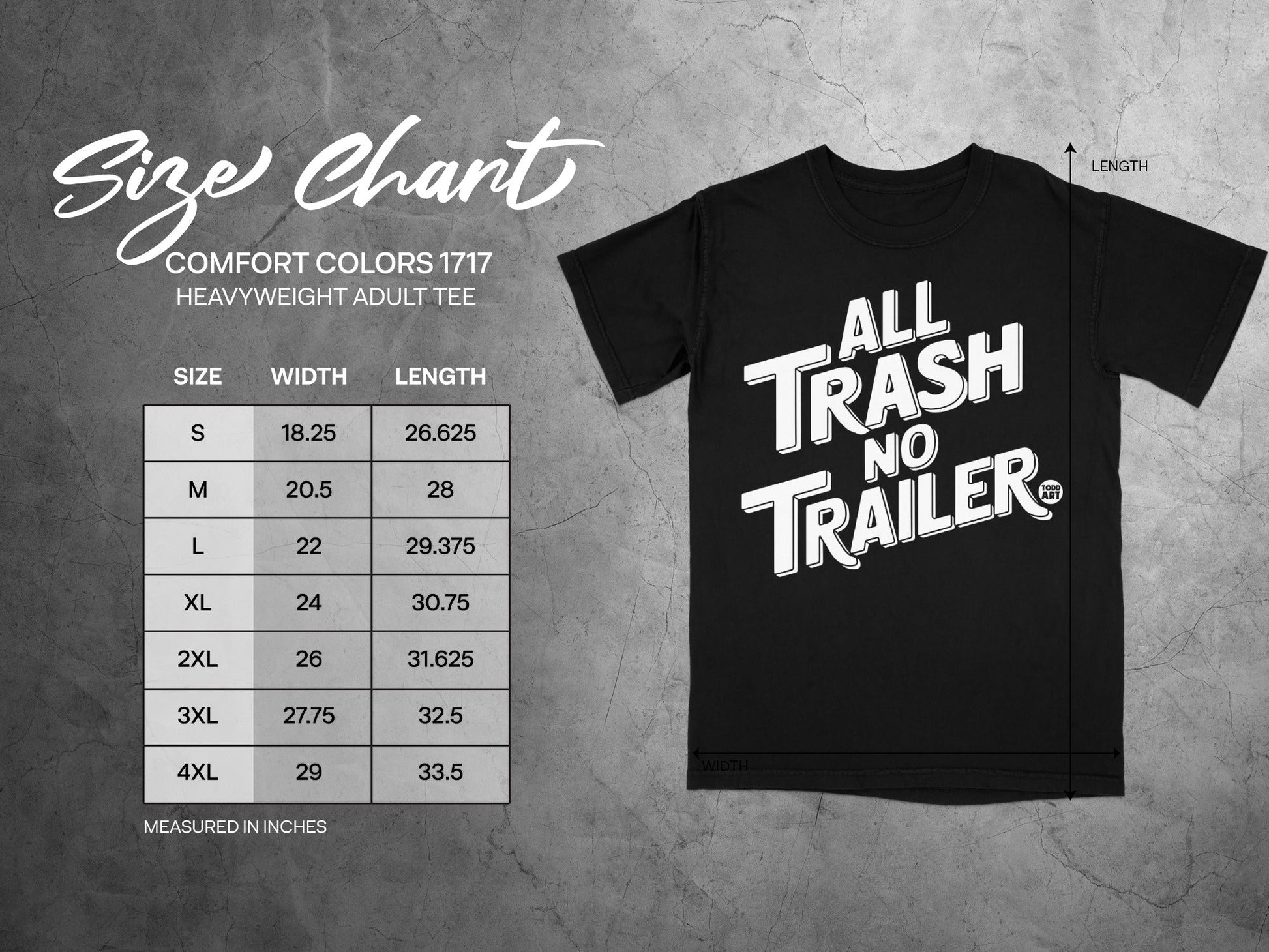 All Trash No Trailer Design Heavyweight Adult Tee