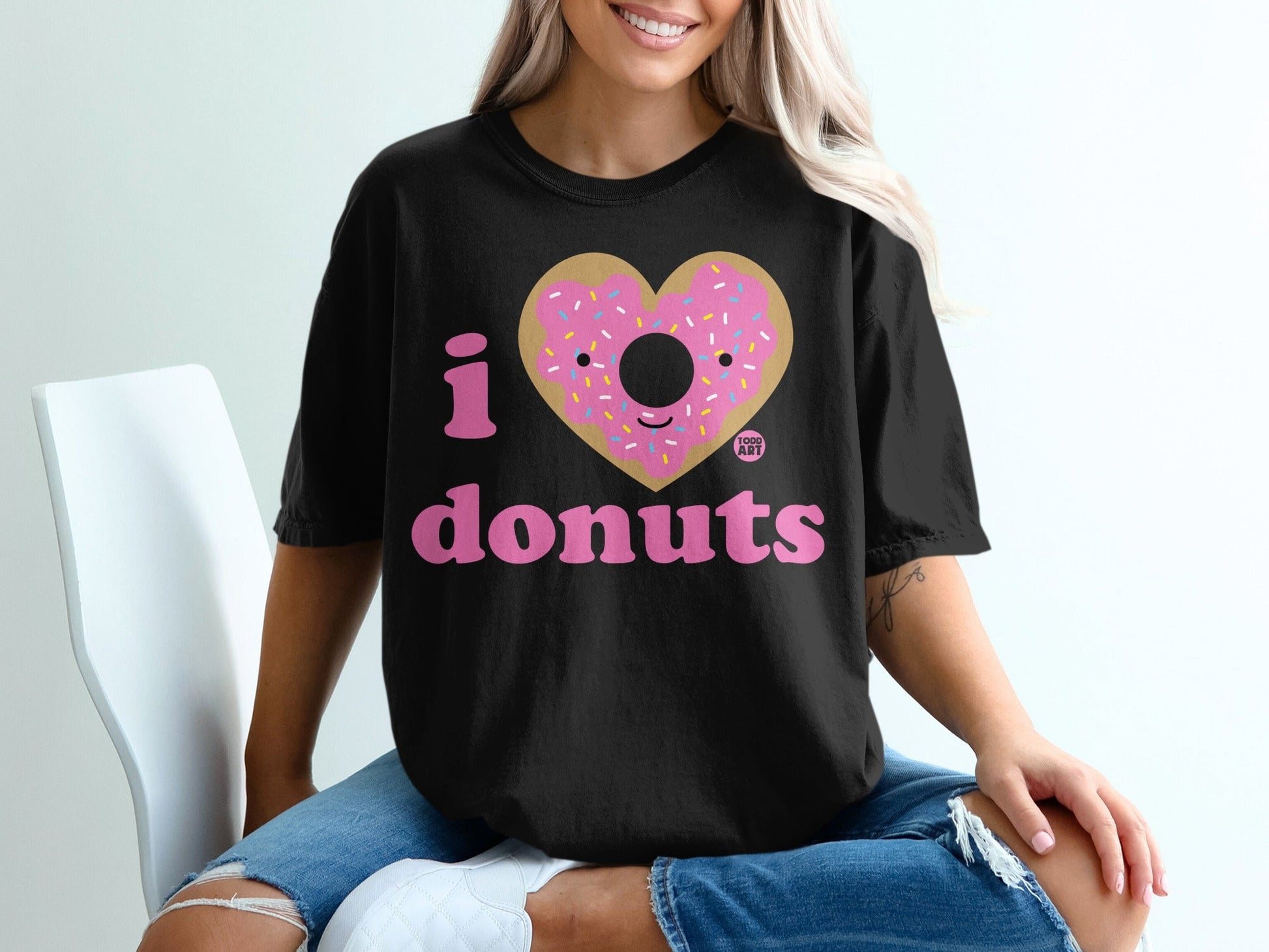 I Heart Donuts Graphic Tee Casual Wear Shirt
