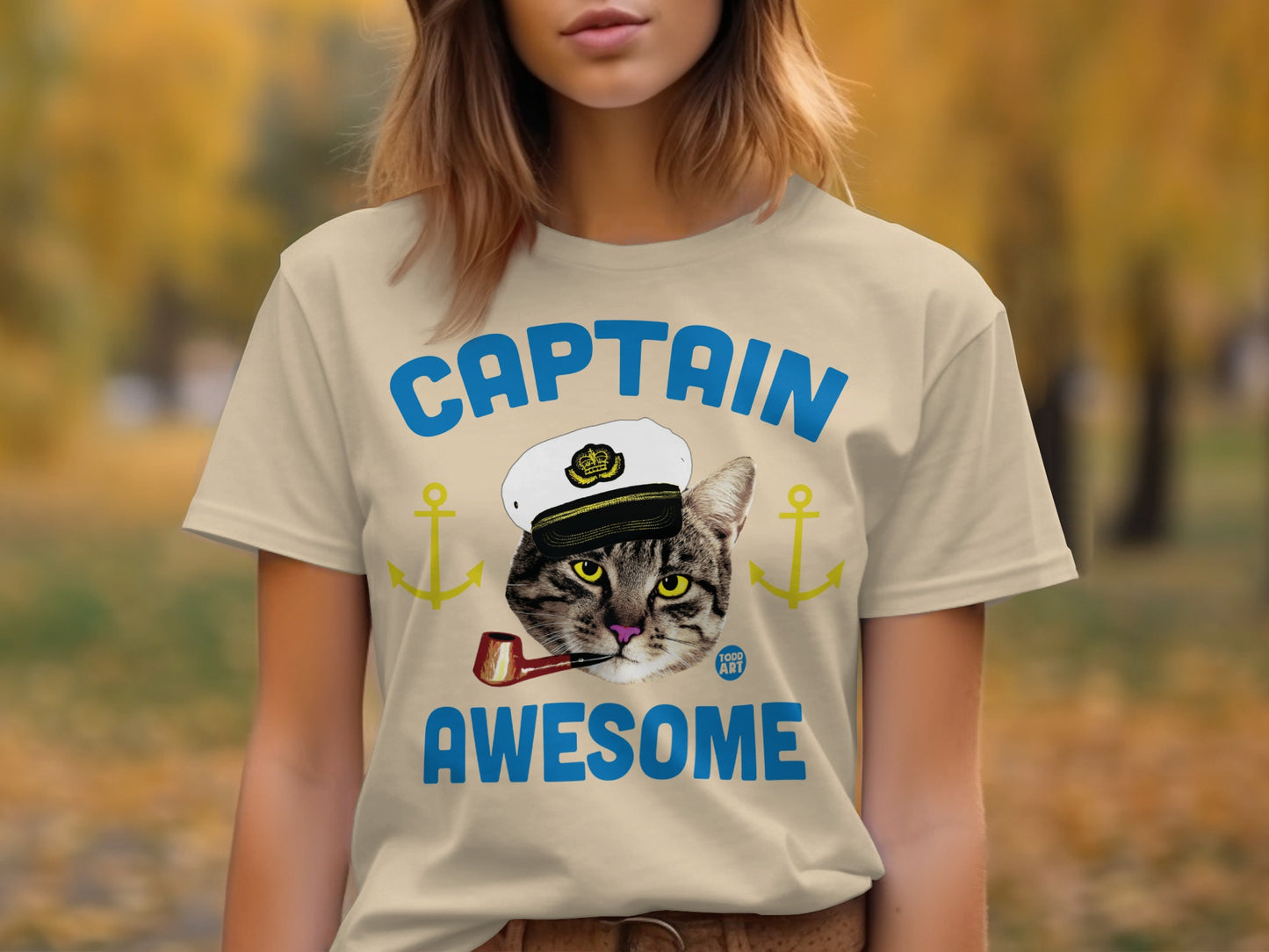 Captain Awesome Cat with Hat and Pipe Shirt
