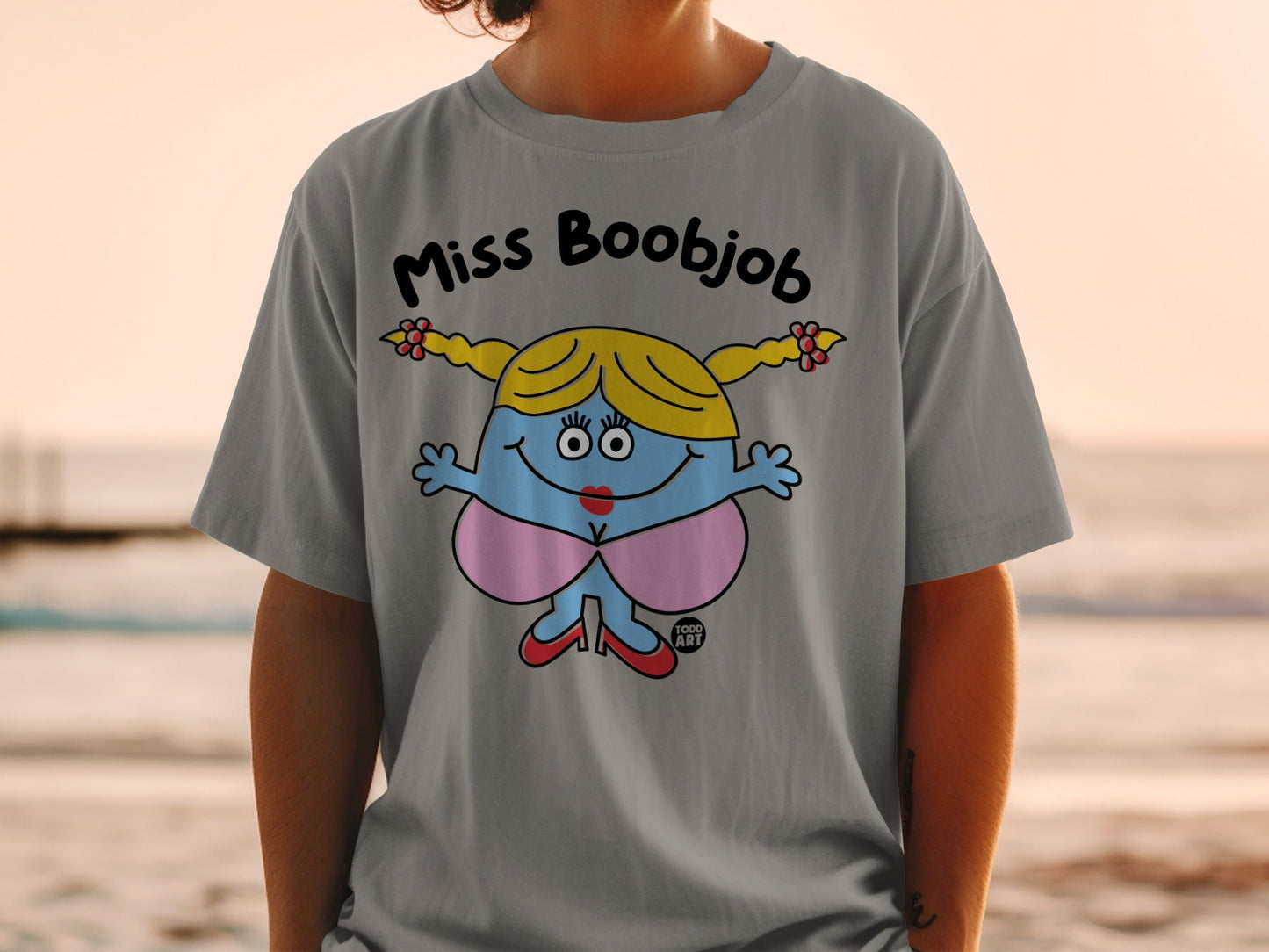 Miss Boobjob Cartoon Character Graphic T-shirt