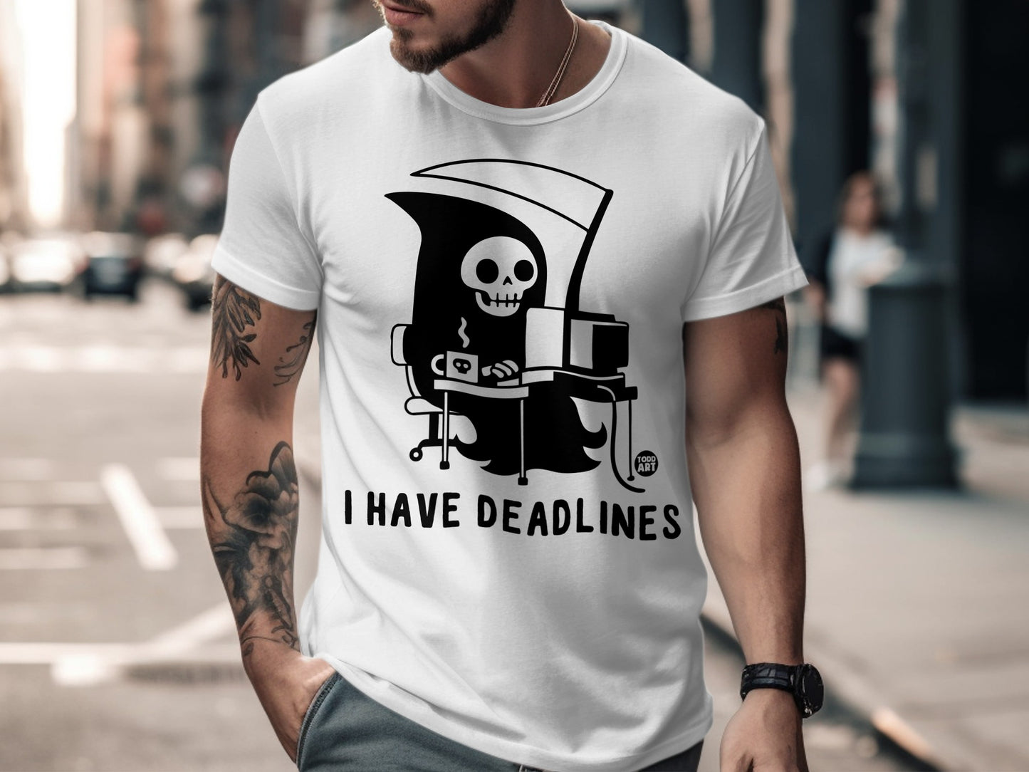 Funny Grim Reaper I Have Deadlines Graphic T-Shirt