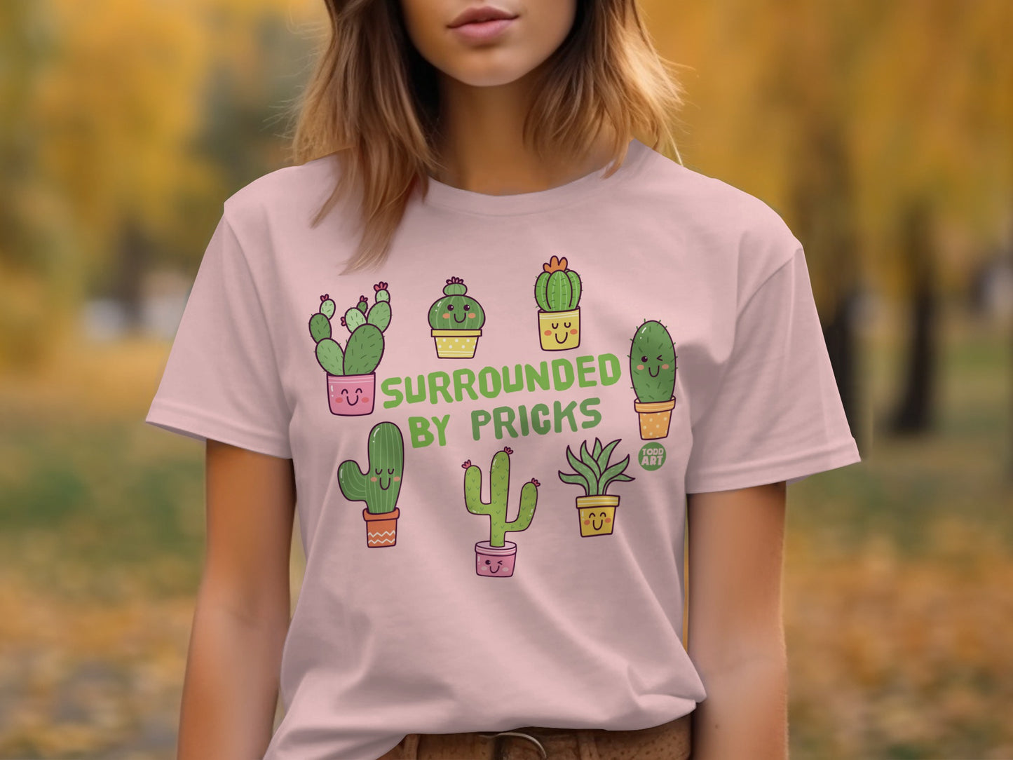 Surrounded By Pricks Cute Cactus Graphic T-Shirt