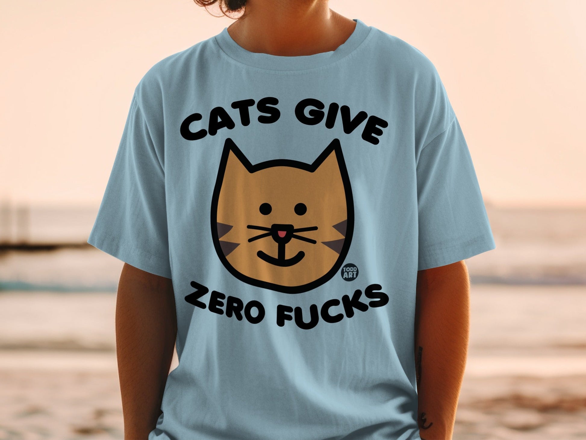 Cats Give Zero Fucks Funny Graphic T-Shirt