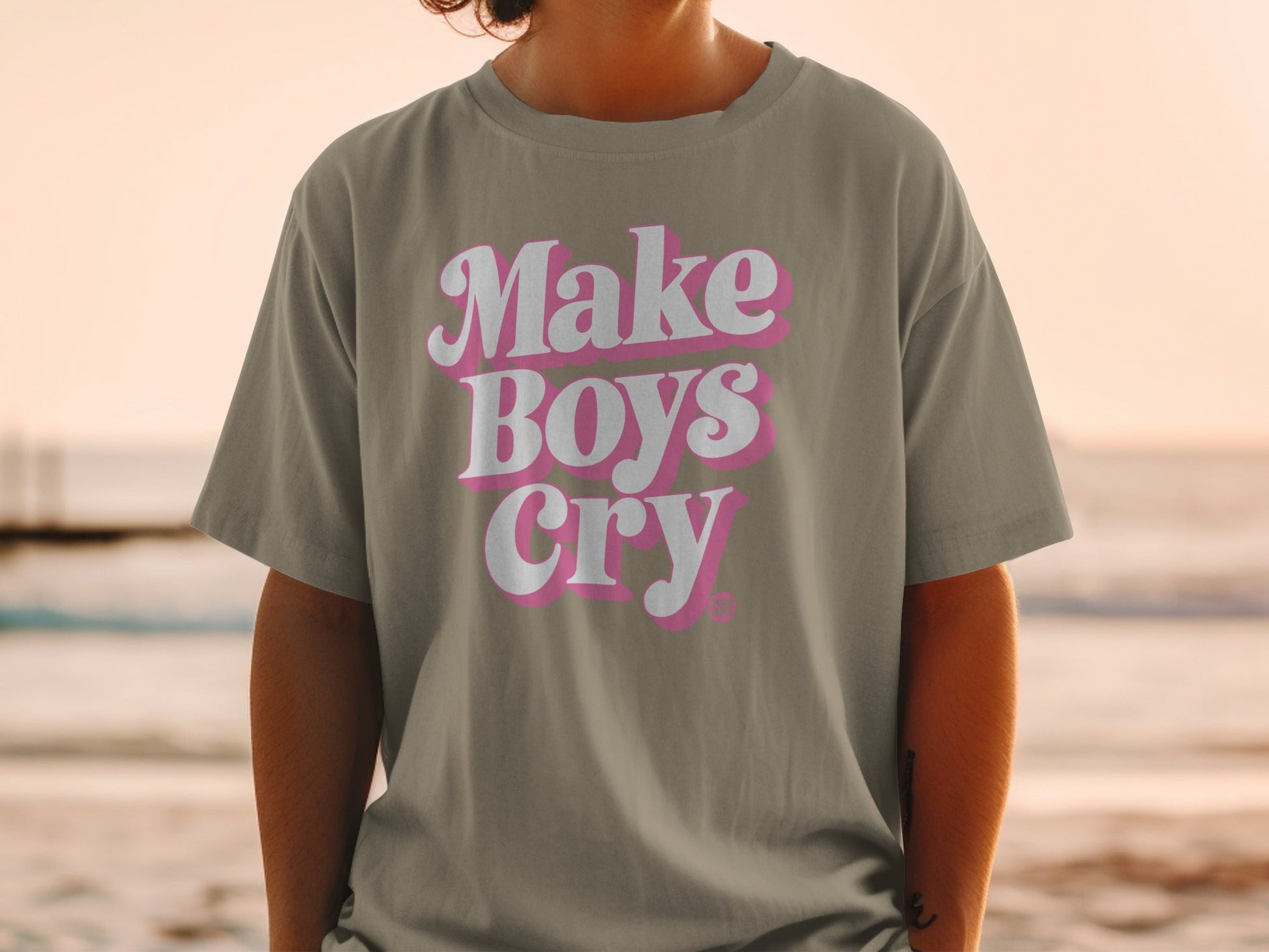 Make Boys Cry Graphic T-Shirt with Retro Design