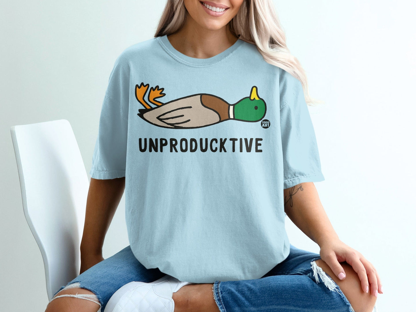 Unproductive Duck Print Relaxed Fit T-Shirt